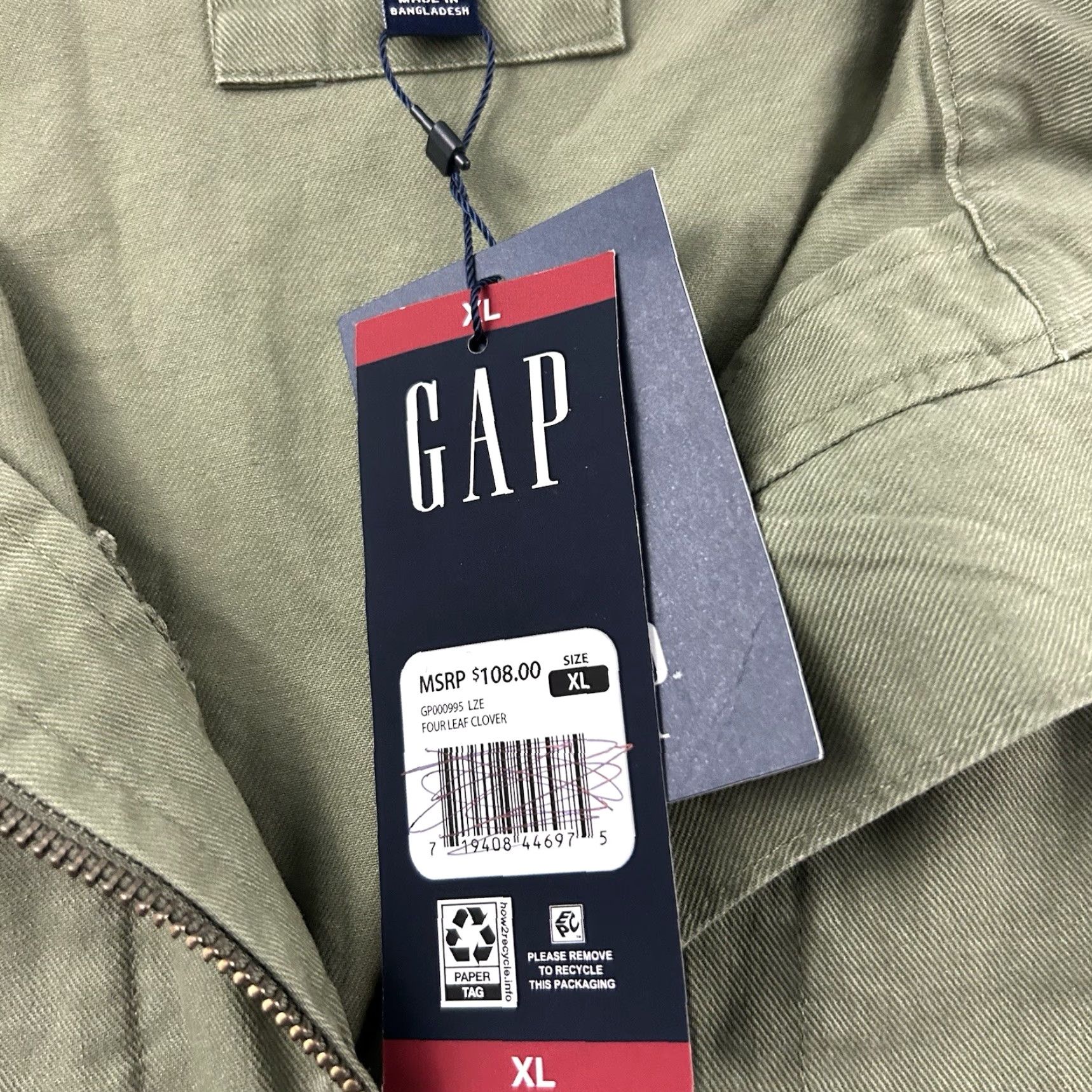 Gap VINTAGE Gap Full Zip Field Jacket Womens XL Green Jacket Size XL / US 12-14 / IT 48-50 - 3 Thumbnail