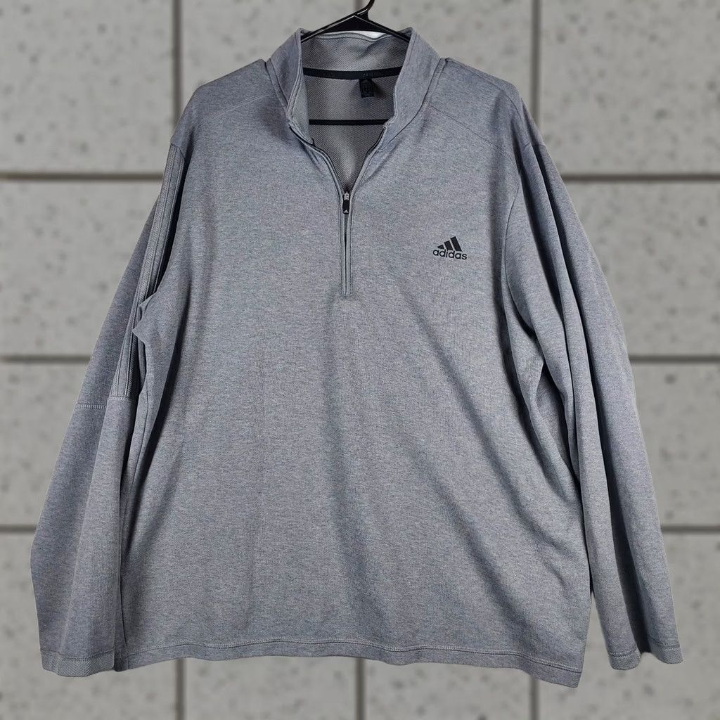 Adidas Adidas Pullover Quarter Zip Mock Neck Mens XL Gray Long Sleeve Sweatshirt Sports Logo Primegreen Size US XL / EU 56 / 4 - 1 Thumbnail