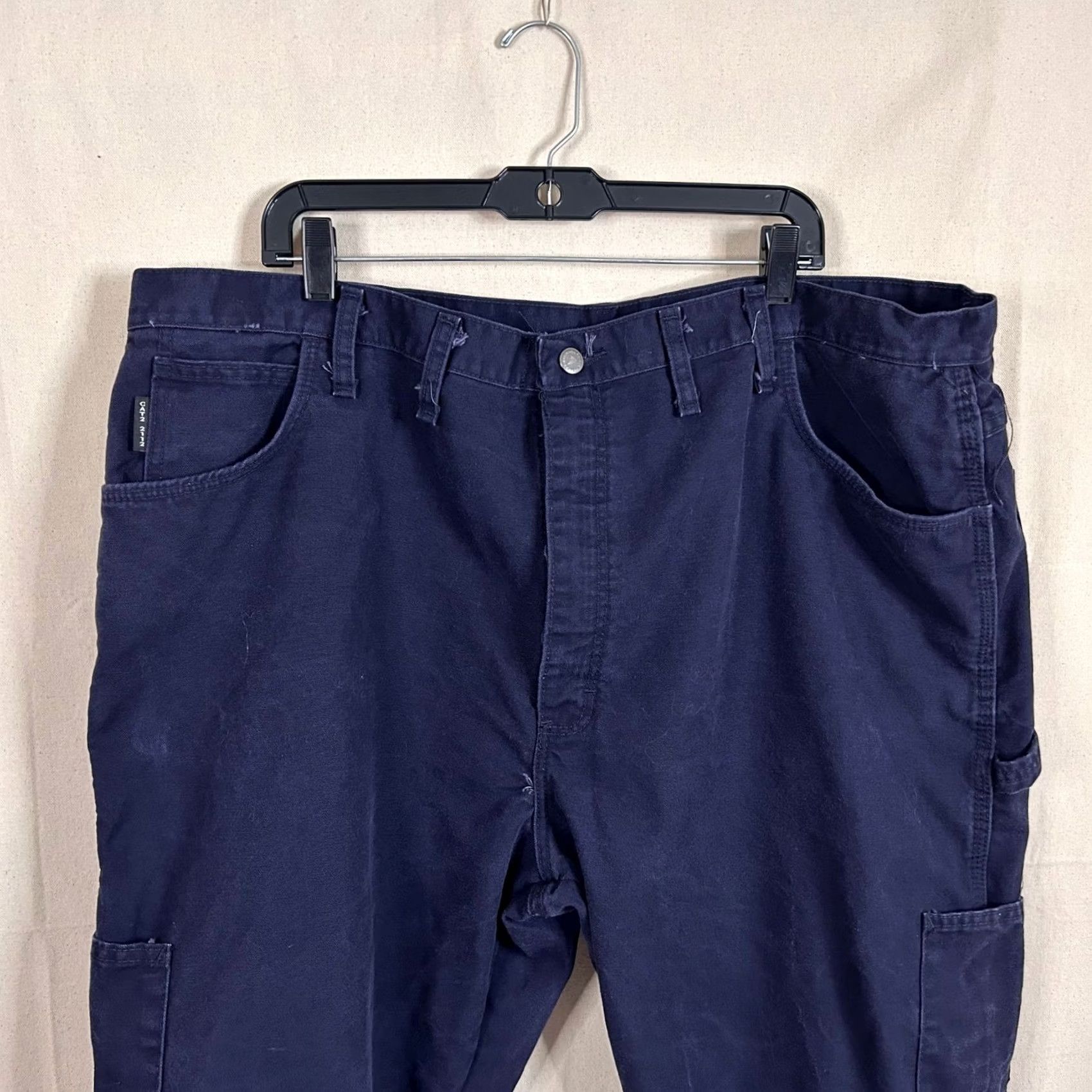Vintage Bulwark FR Flame Resistant Carpenter Pants Cotton Blend Navy Blue Mens 46x32 Size US 30 / EU 46 - 2 Thumbnail