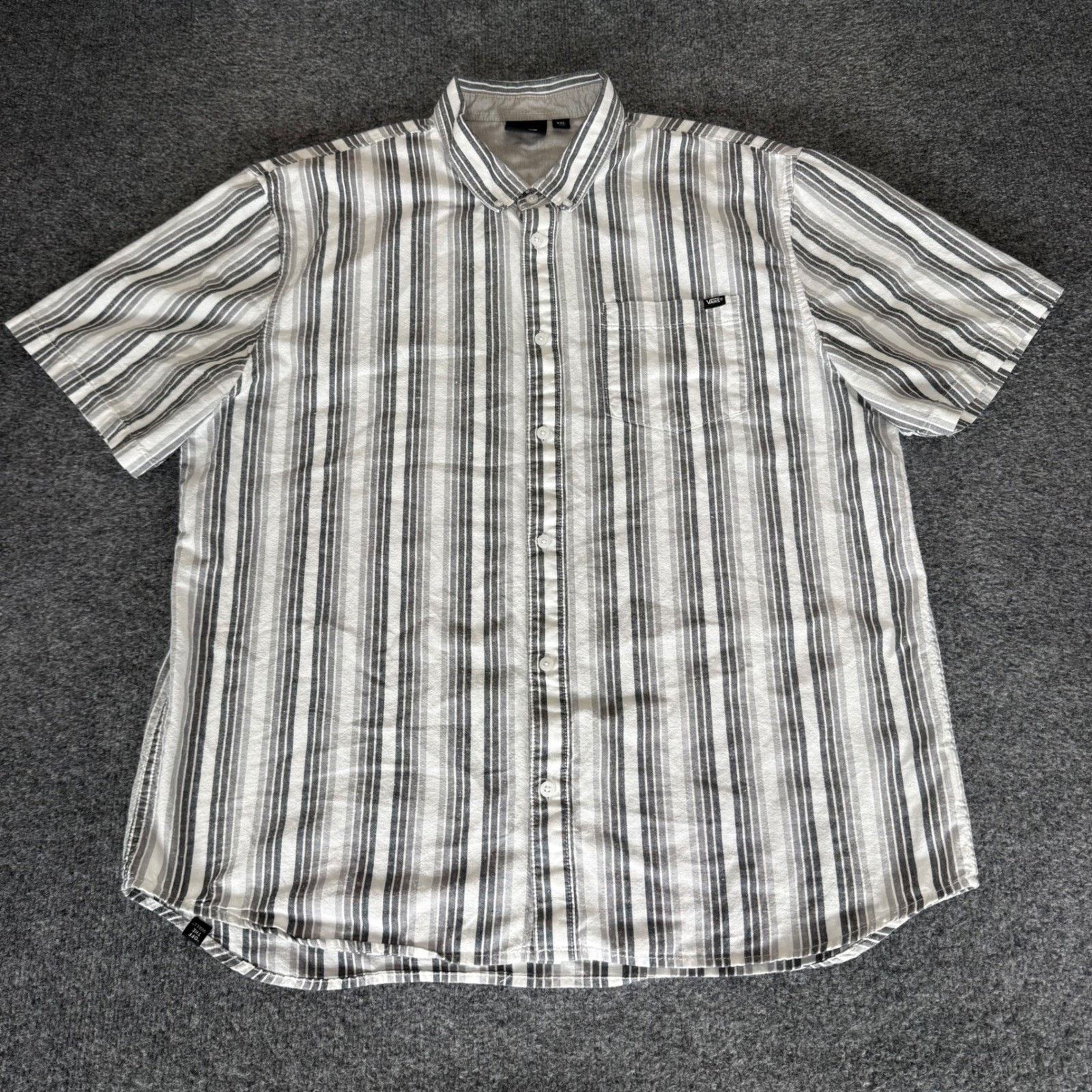 Vans Vans Mens XXL Gray Striped Short Sleeve Button Up Shirt Top Size US XXL / EU 58 / 5 - 1 Thumbnail