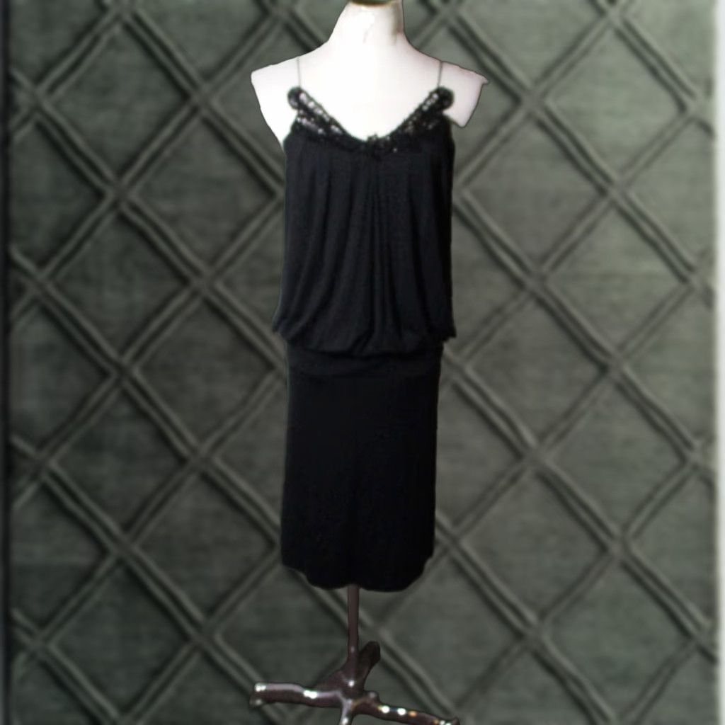 VIVIENNE TAM Black 100% Silk Spaghetti Strap Dress M NWT Dress Casual Women Beaded Strap 90s?