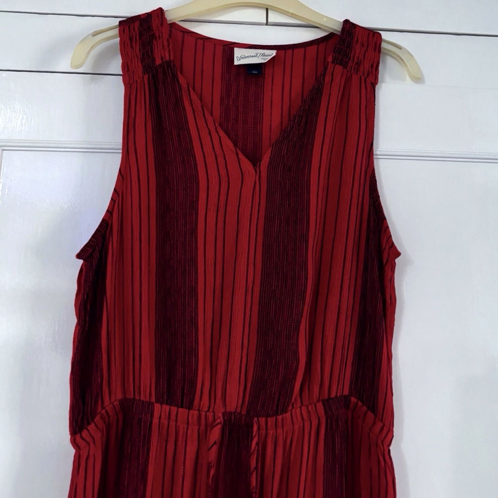 Vintage VINTAGE? No — Universal Thread Maxi Dress Women’s Red Party Cocktail Evening Event Size S Regular Sleeveless V-Neck Tie Waist Long Pattern Striped Size S / US 4 / IT 40 - 4 Thumbnail