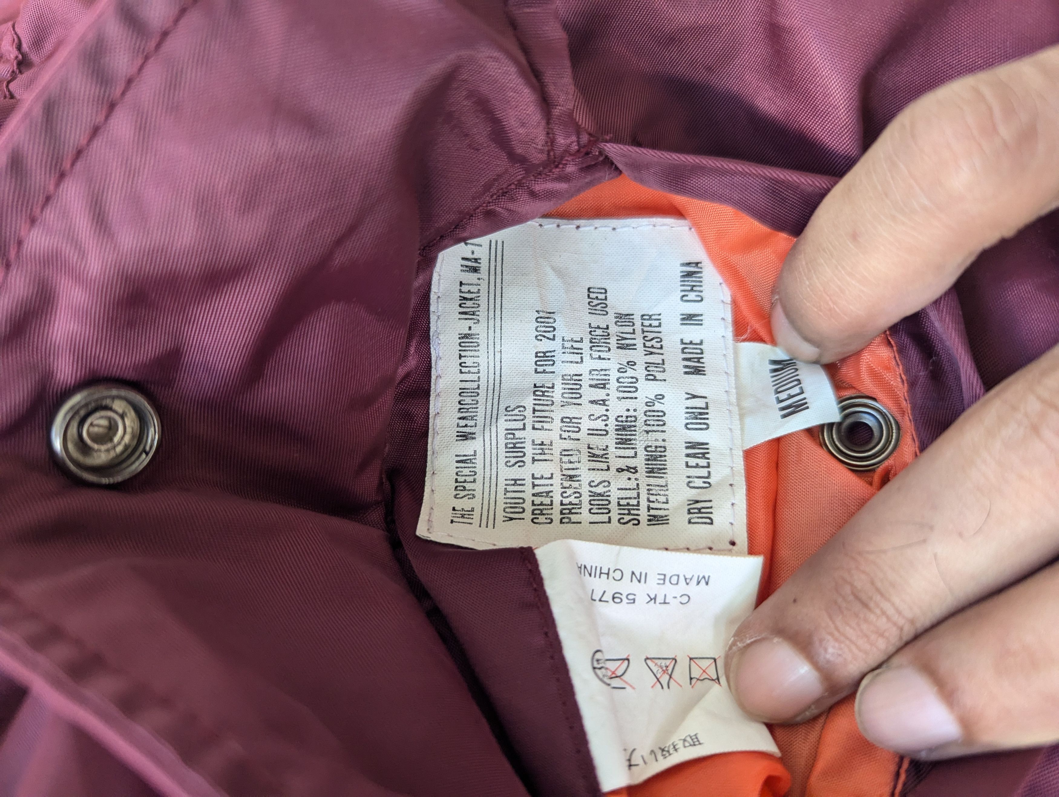 Alpha Industries Vintage Ma 1 Bomber Jacket Maroon Reversible Size US M / EU 48-50 / 2 - 5 Thumbnail
