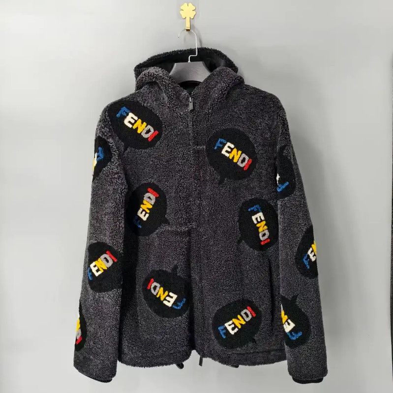 Fendi Black Wool Jacket with Colorful Logo 0089