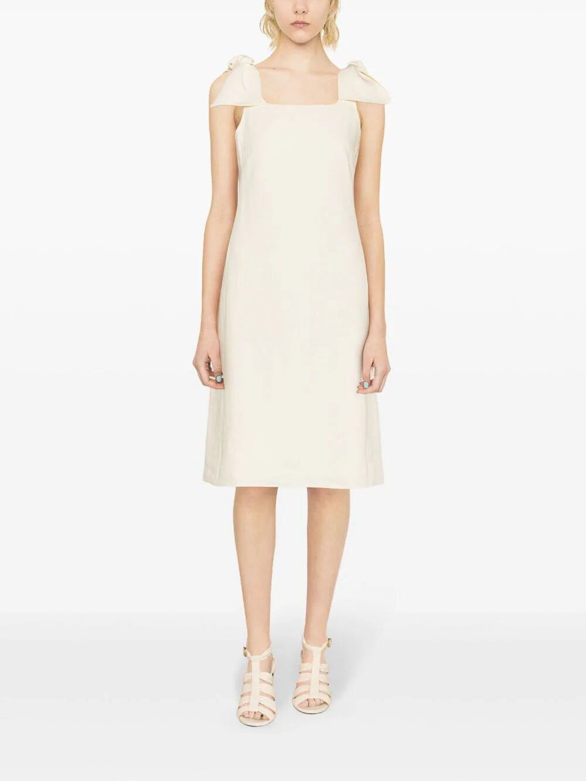 Chloe o1y0825 Midi Dress in Cream Size S / US 4 / IT 40 - 2 Thumbnail
