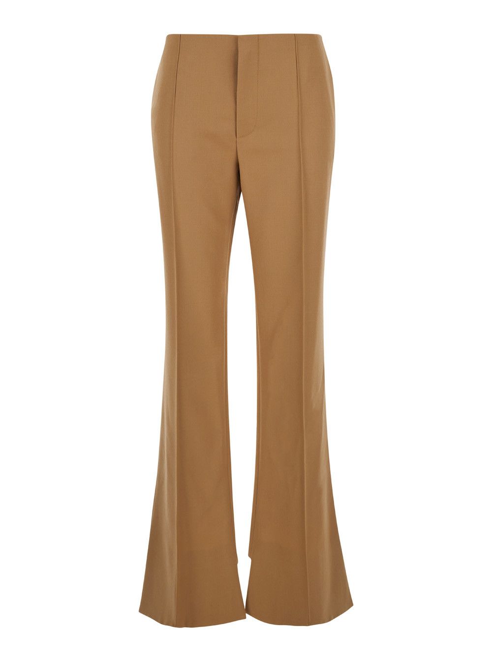 Chloe Beige Flared Pants with Asymmetric Hem in Grain de Poudre Wool Woman Size 28" / US 6 / IT 42 - 1 Thumbnail