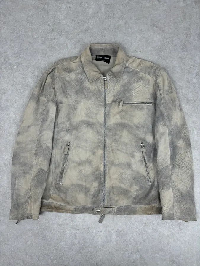 Giorgio Armani SS2012 Giorgio Armani Beige Grey Eroded Suede Leather Brut Jacket Size US L / EU 52-54 / 3 - 1 Thumbnail