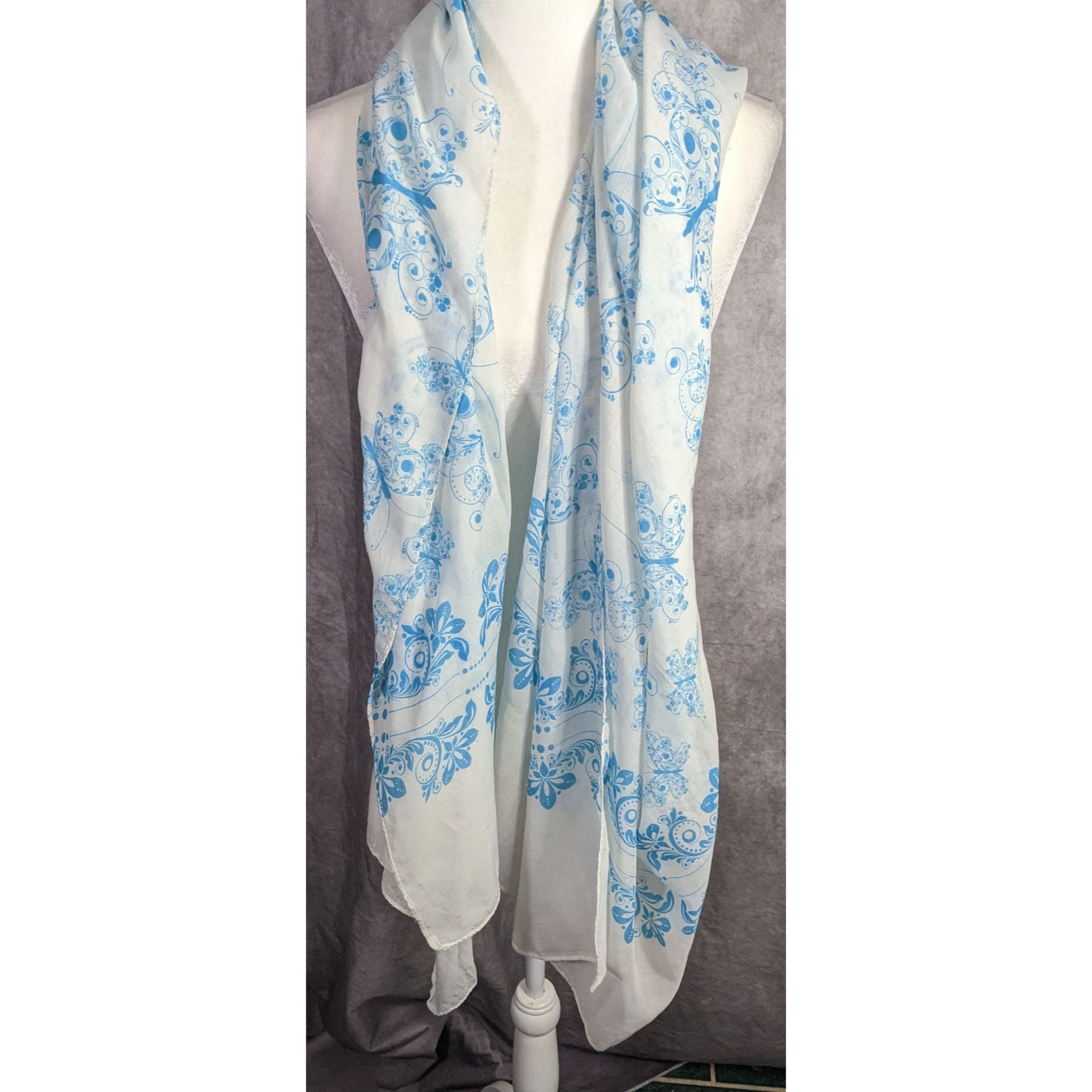 Other Bohemian Whimsical Blue Butterfly Print Lightweight Scarf Wr Size ONE SIZE - 5 Thumbnail