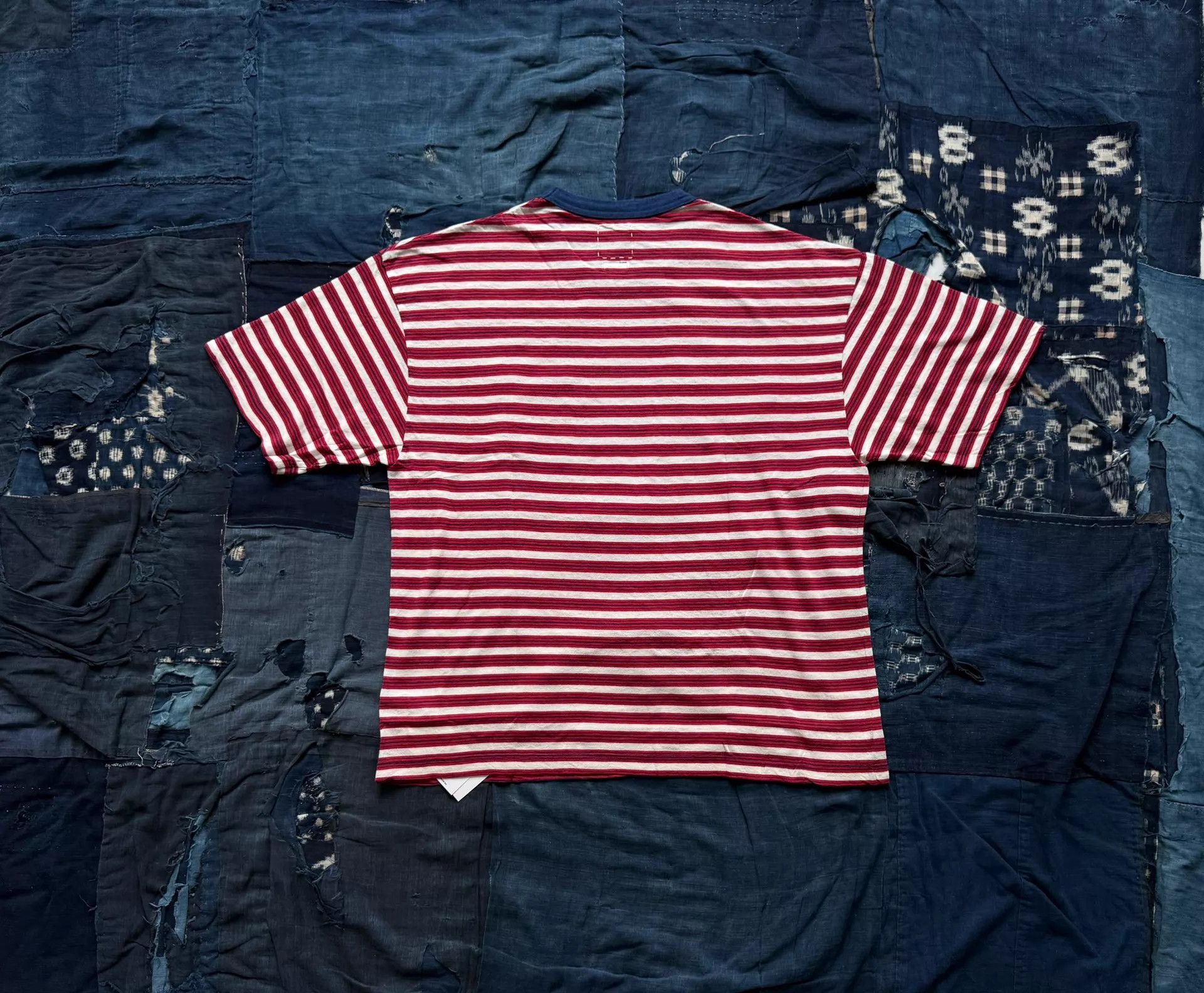 Visvim visvim 26ss mondo border tee s/s fine wool striped red 3 Size US L / EU 52-54 / 3 - 2 Thumbnail