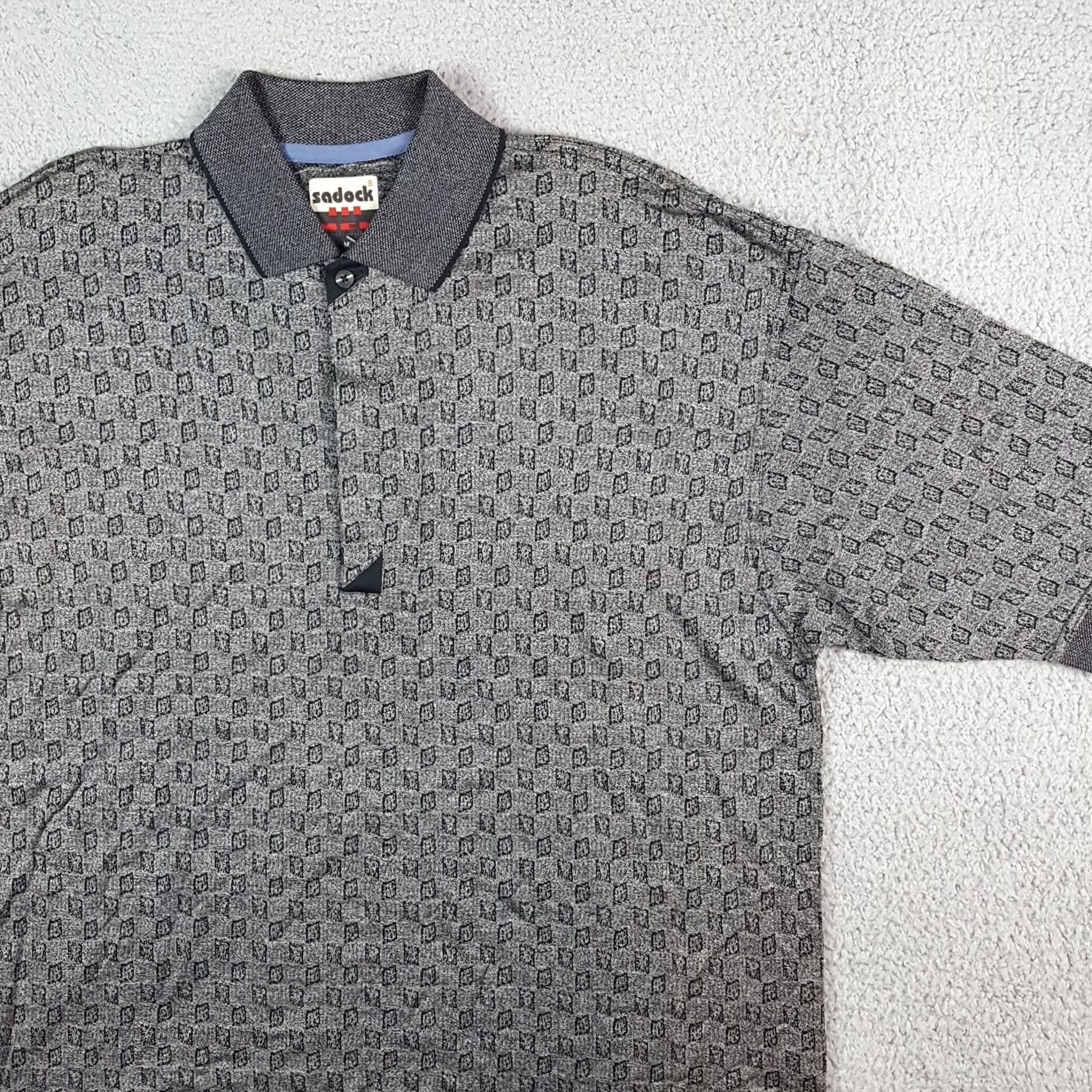 Vintage VINTAGE Sadock Polo Shirt Mens Size L Gray Diamond Argyle Preppy Oversized Button Collar Golf Shirt 90s Size US L / EU 52-54 / 3 - 2 Thumbnail