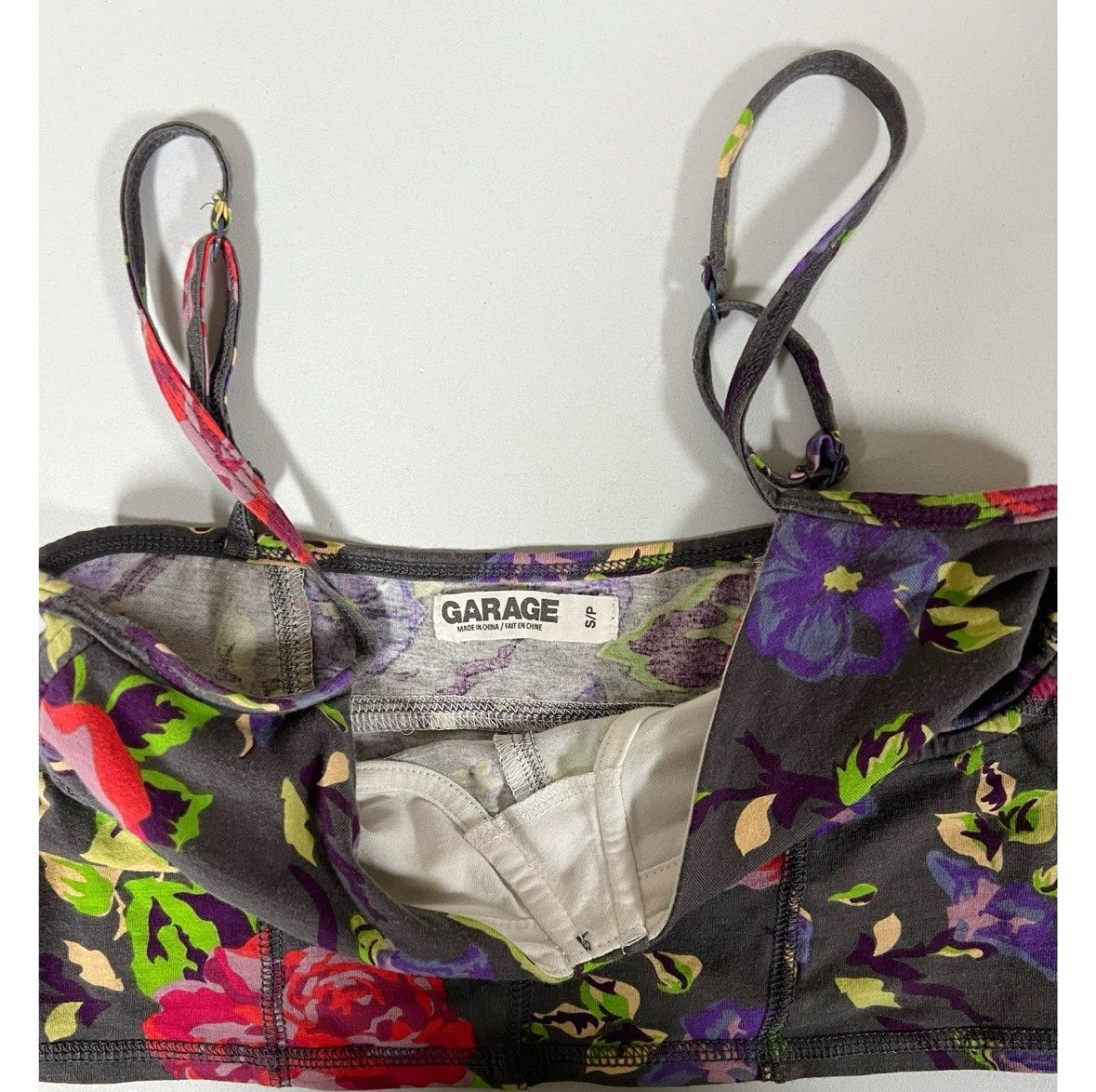 Garage Garage Gray Floral Rose Crop Top Shirt Cami Blouse Size S 🩶✨ Size S / US 4 / IT 40 - 3 Thumbnail