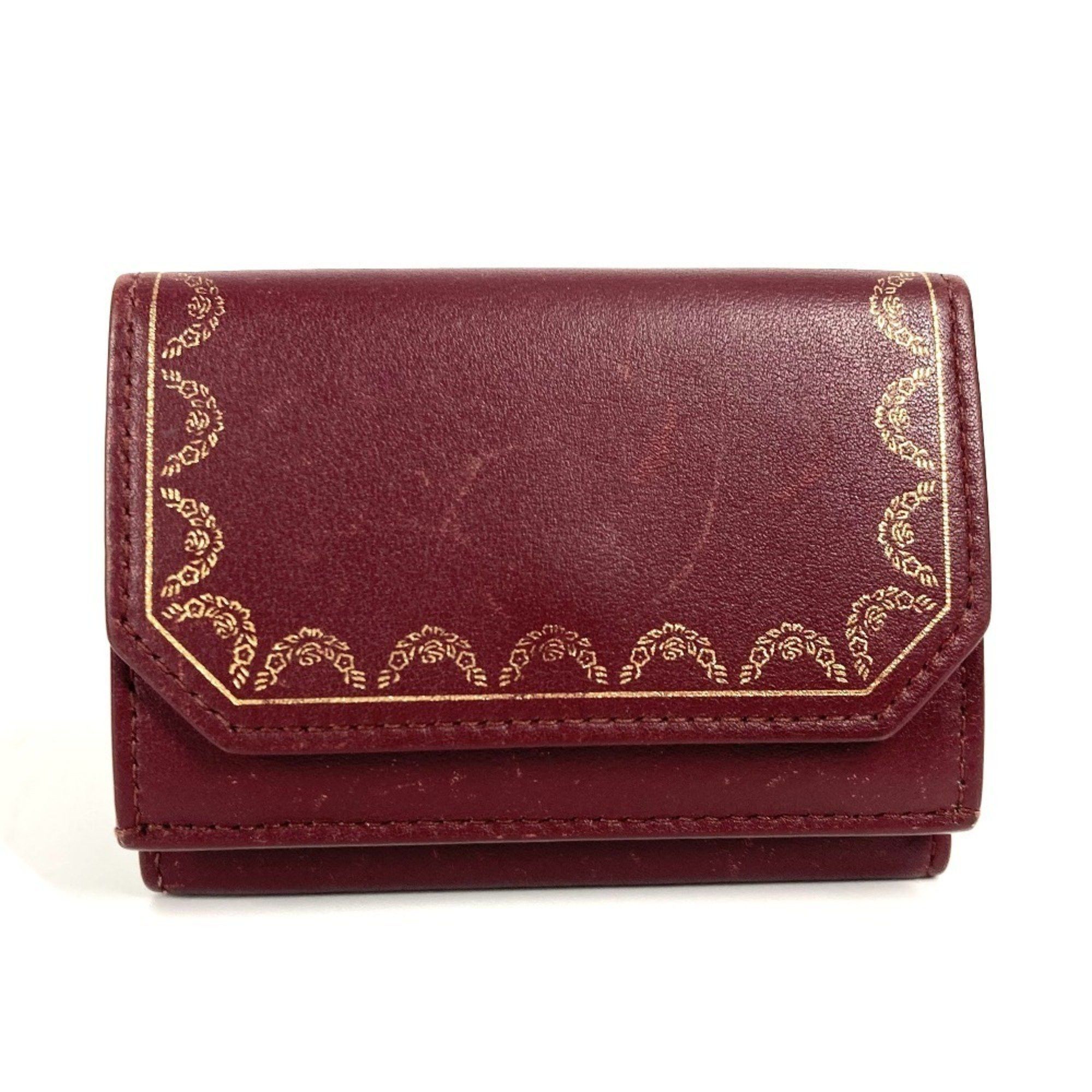Cartier CARTIER Garland de Cartier wallet, compact tri-fold leather, women's, wine red Size ONE SIZE - 1 Thumbnail