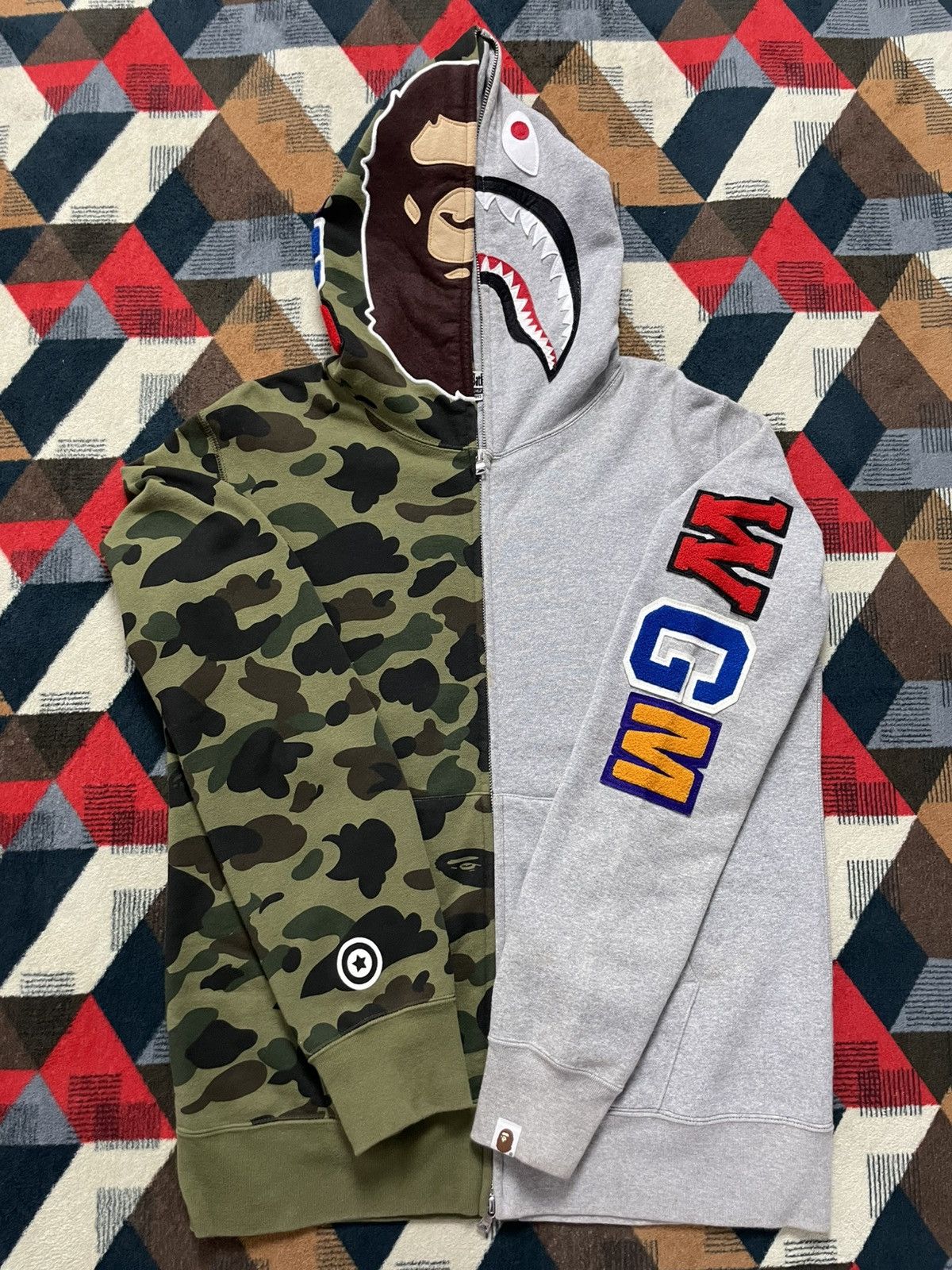 Bape Bape Split Camo/Grey Zip Hoodie Size US L / EU 52-54 / 3 - 1 Thumbnail