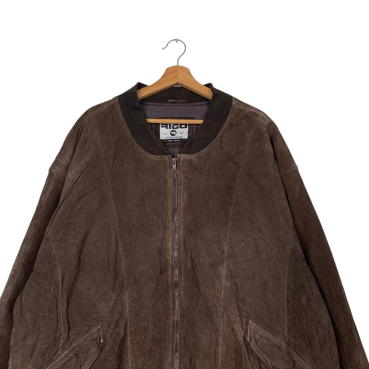 Vintage 90’s RIGO Sportswear Leather Bomber Jacket #2182-C96 Size US XXL / EU 58 / 5 - 2 Thumbnail