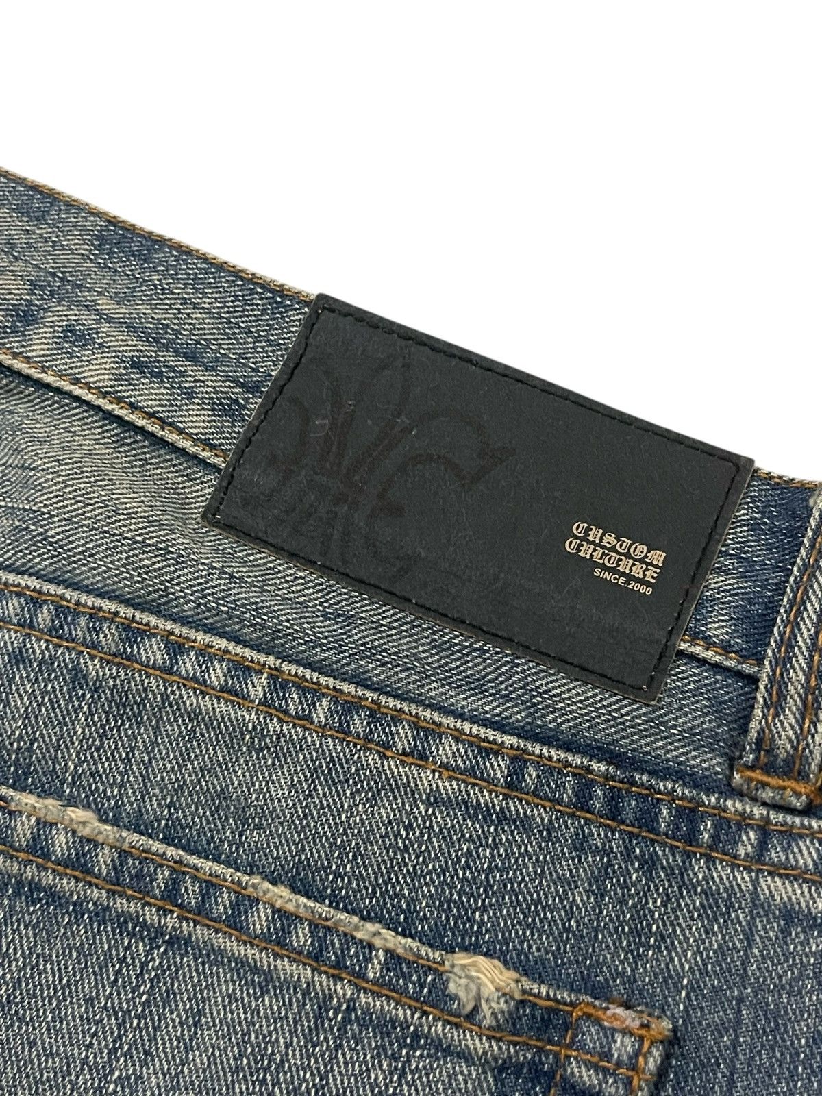 Japanese Brand Custom Culture Damage Repaired Straight Denim DAIRIKU Styled Size US 33 - 16 Thumbnail
