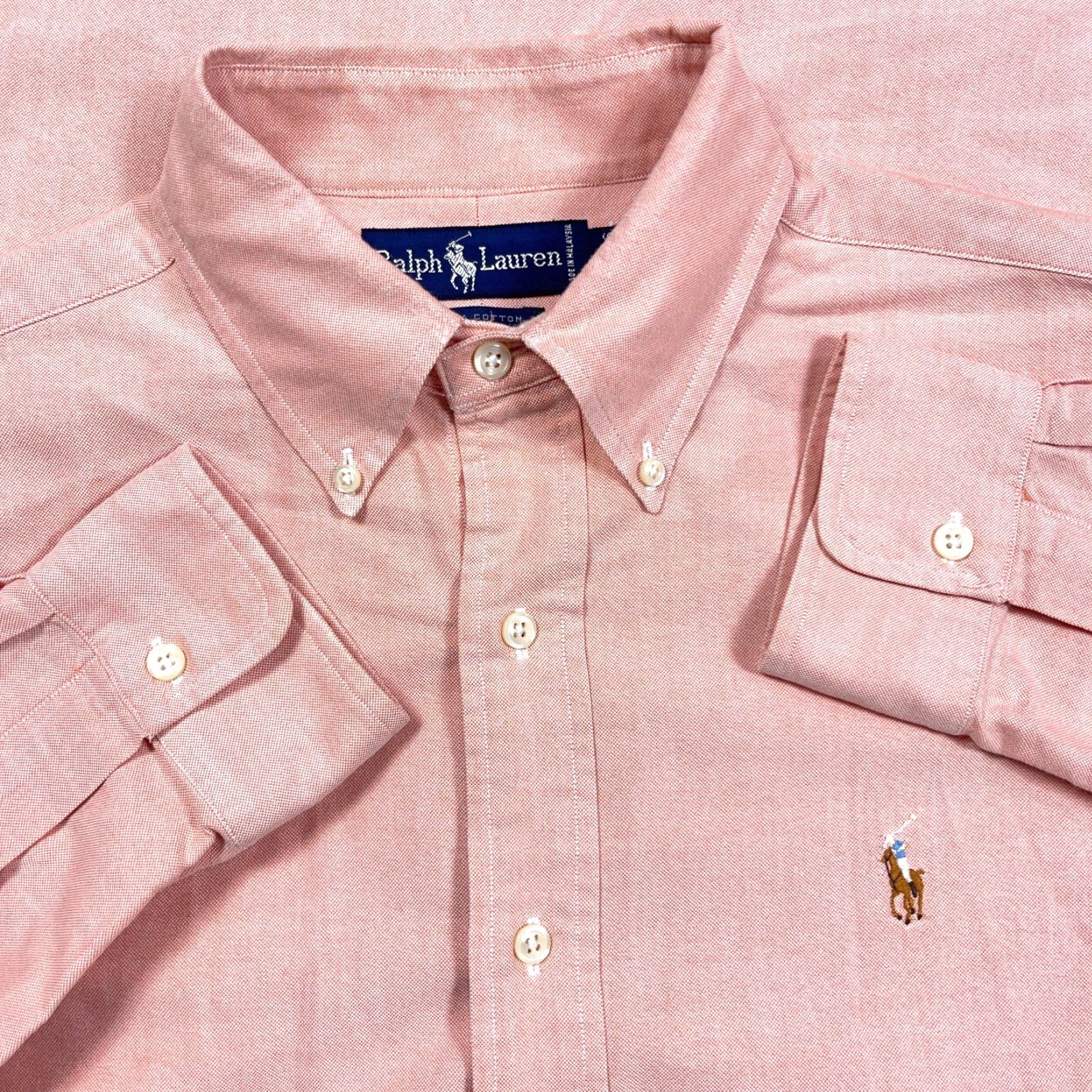 Ralph Lauren Ralph Lauren Orange Button-Up Shirt Men L Cotton Oxford Casual Business Dress Polo Pony Vintage: No (adjusted within rules) Size 42R - 2 Thumbnail