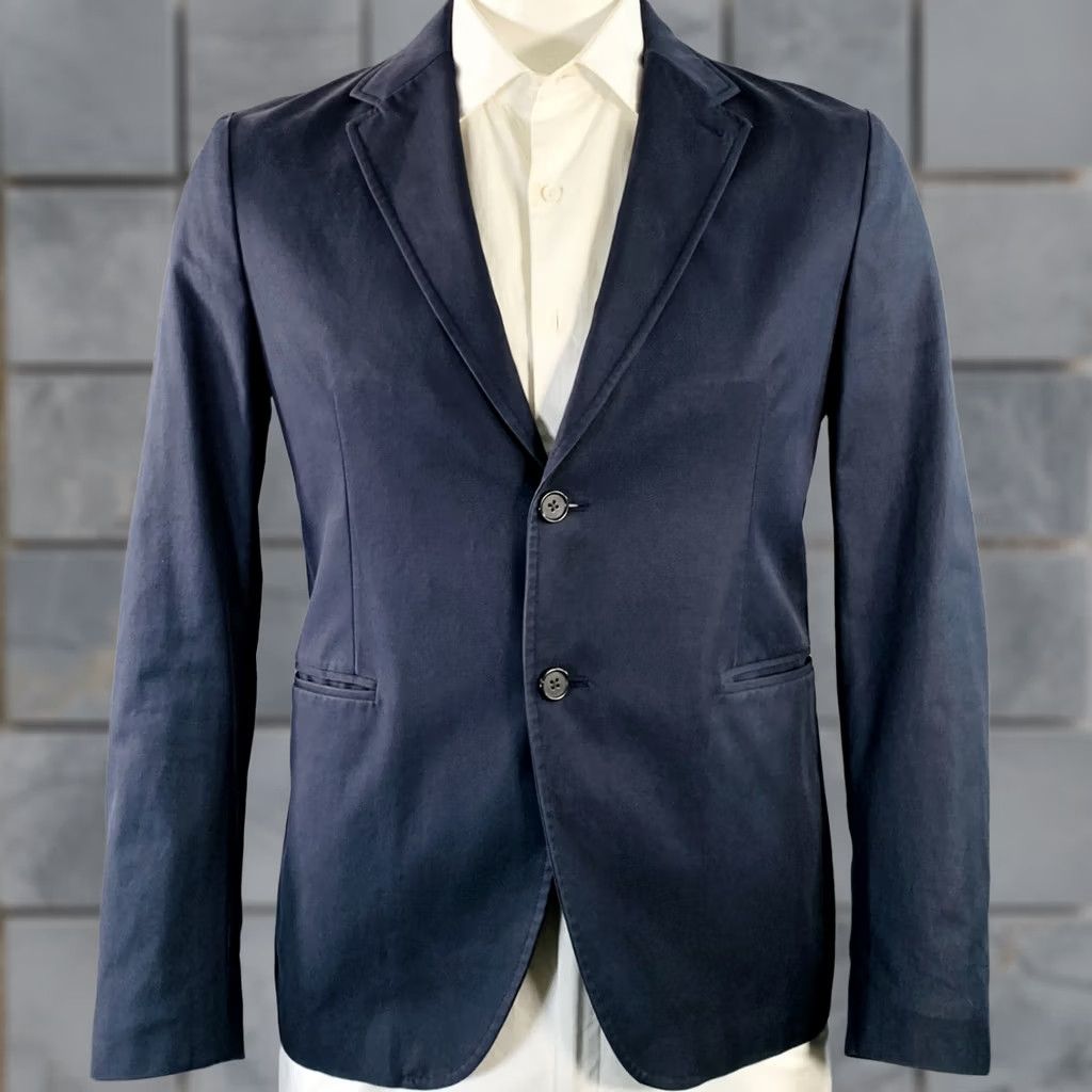 Raf Simons RAF SIMONS Size 42 Regular Navy Cotton Notch Lapel Sport Coat Size US XS / EU 42 / 0 - 1 Thumbnail