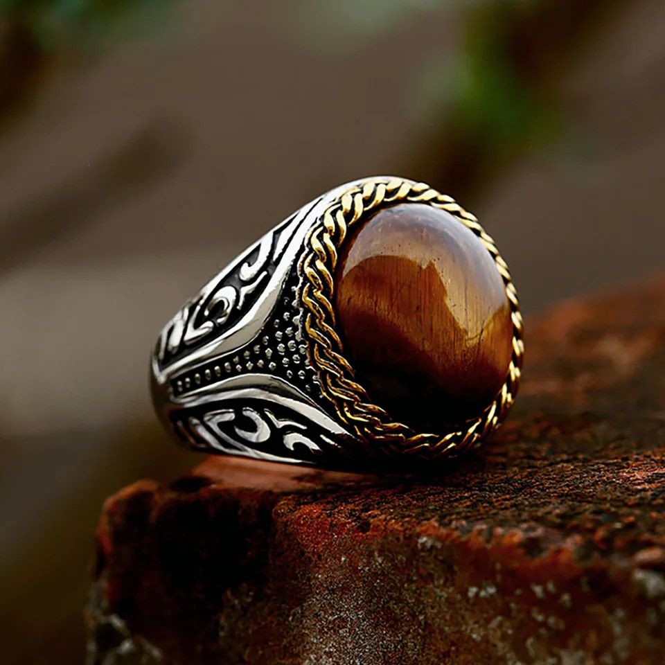 Jewelry Gothic Tiger Eye Ring Size ONE SIZE - 2 Thumbnail