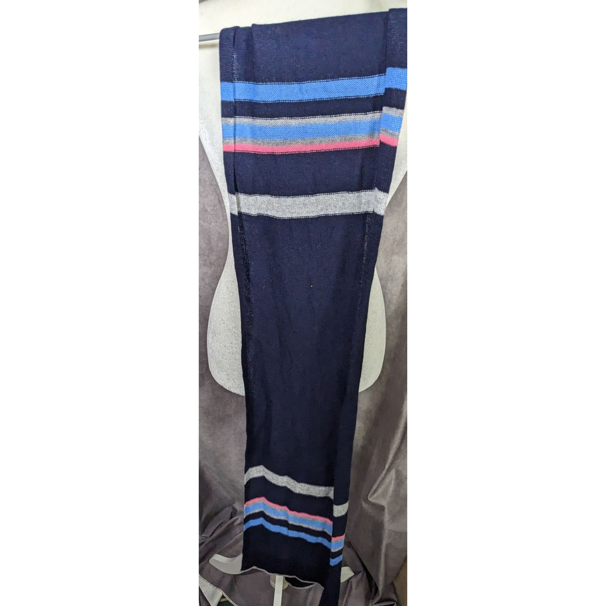 Other Hannah Rose 100% Cashmere Navy Blue Striped Scarf Size ONE SIZE - 8 Thumbnail