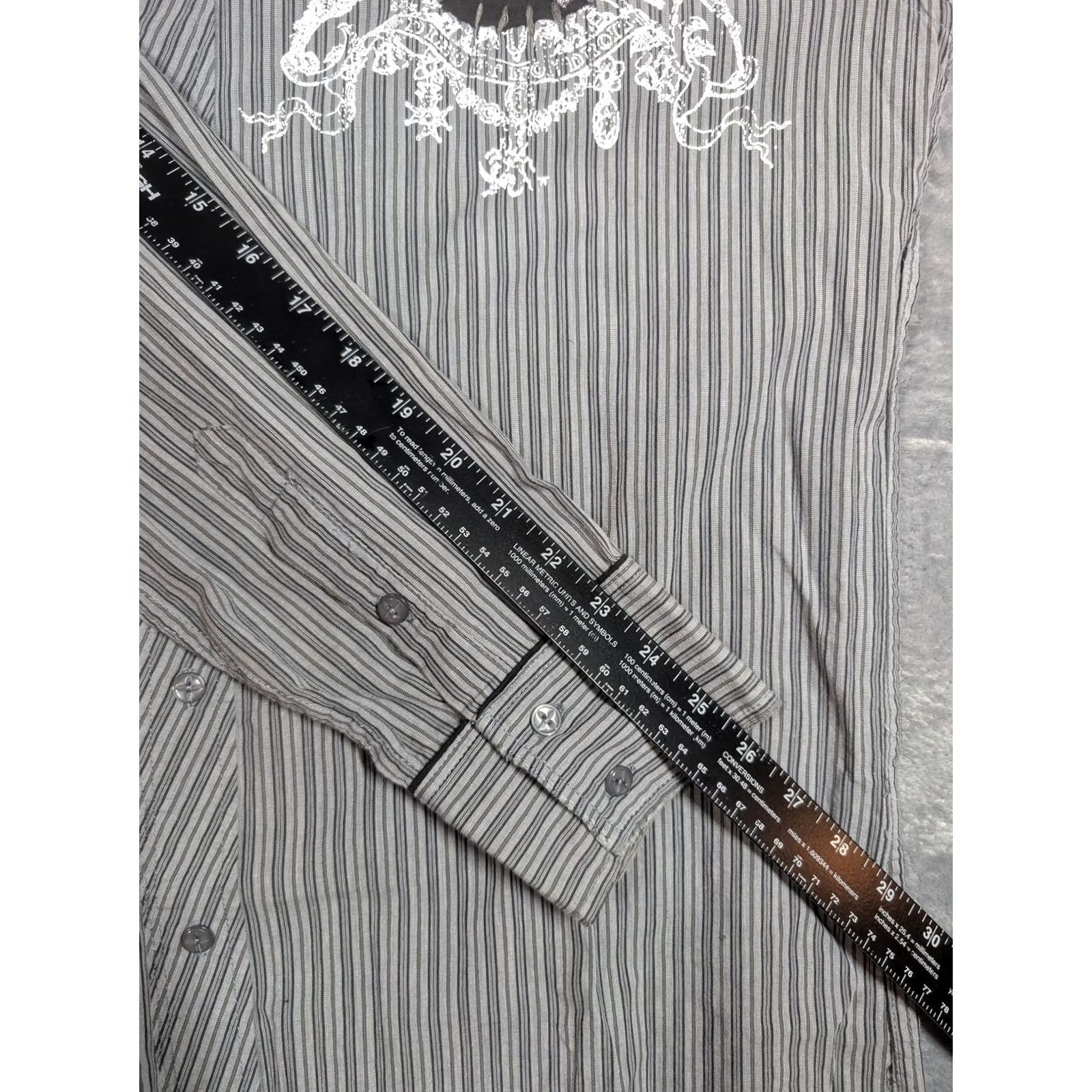 Roar Roar Shirt Mens L Gray Stripe Embroidered Eagle Western Button Up Size US L / EU 52-54 / 3 - 4 Thumbnail