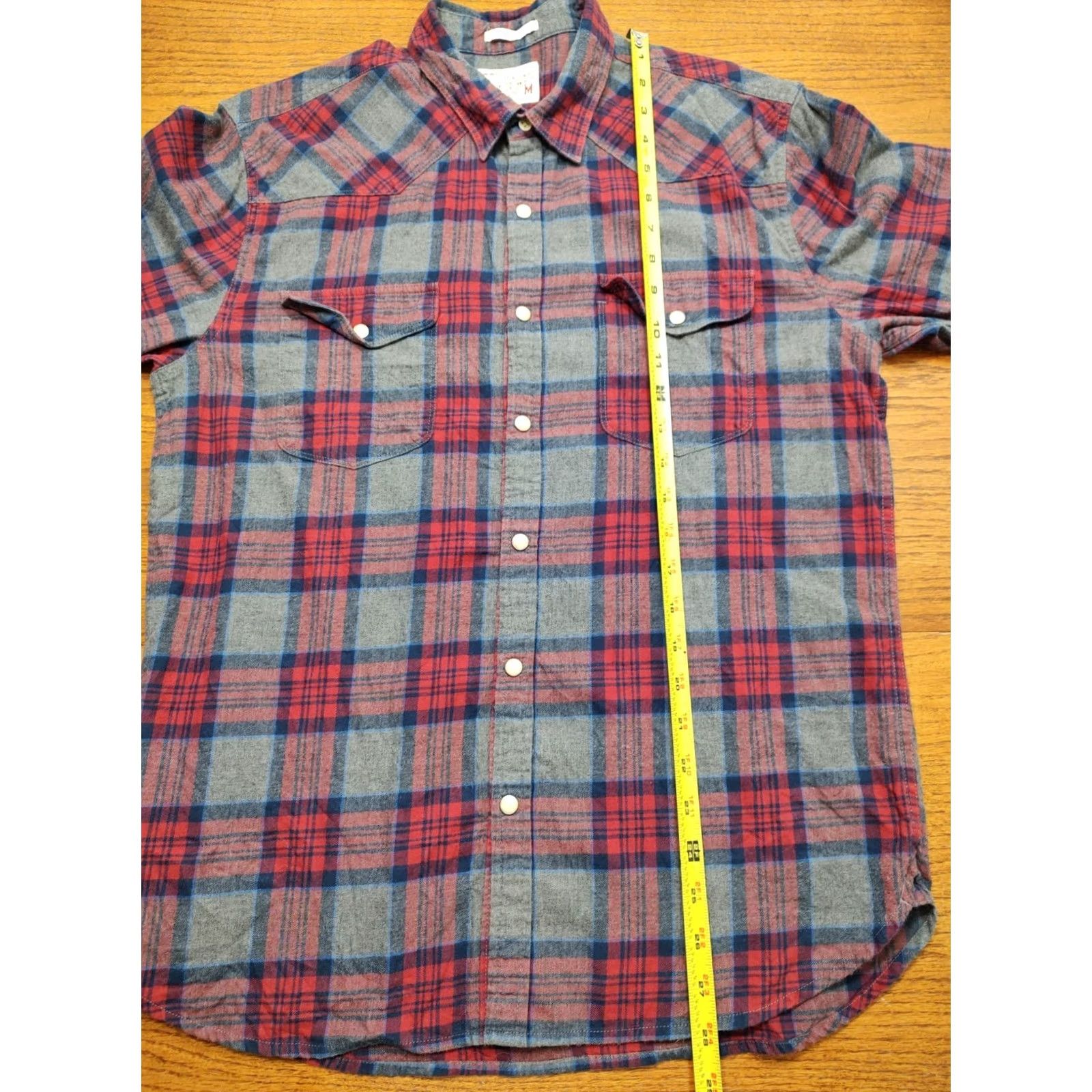 Lucky Brand Lucky Brand Shirt Mens M Red Gray Plaid Long Sleeve Button Up Western Pearl Snap Shirt Size US M / EU 48-50 / 2 - 5 Thumbnail