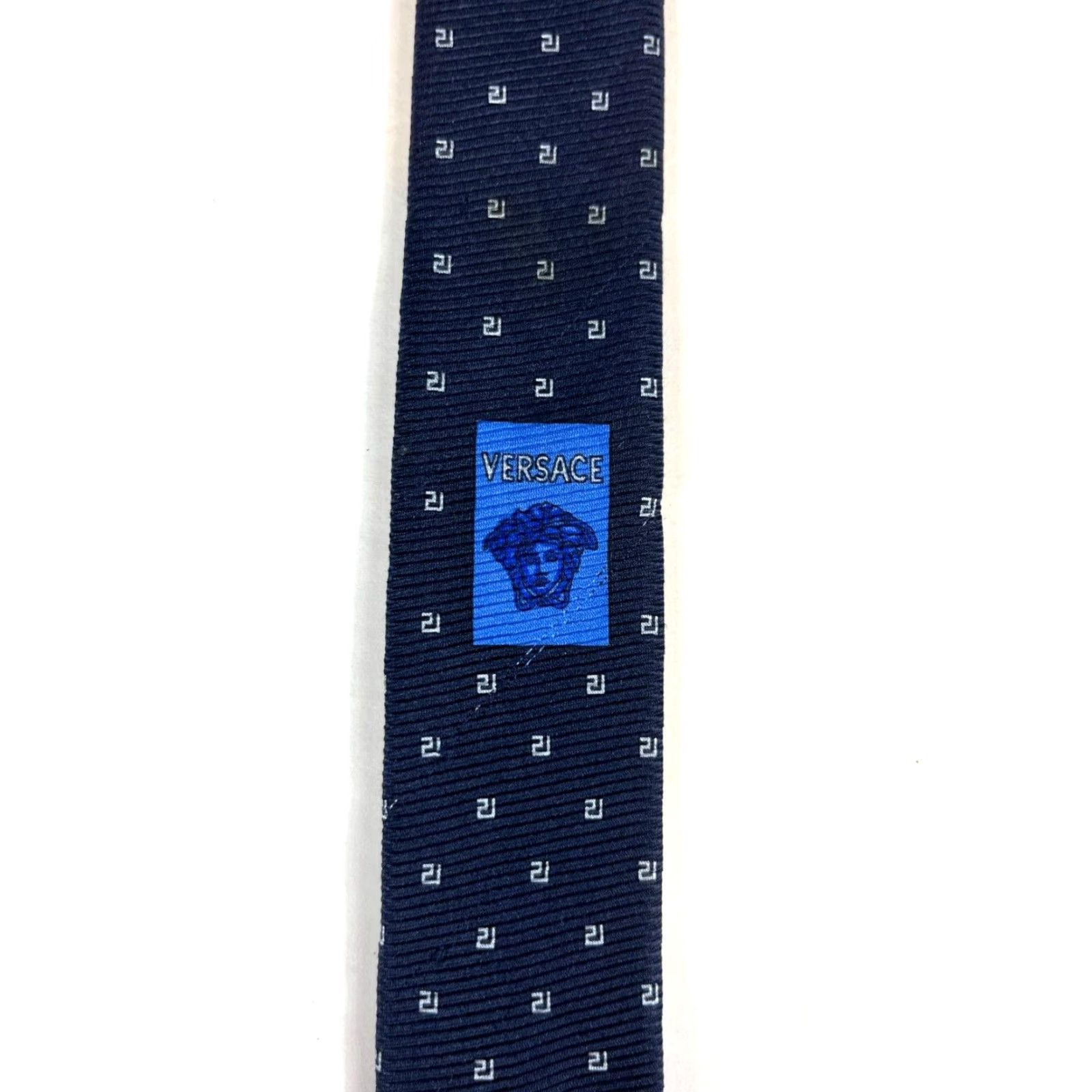 Versace VINTAGE Versace Men's Silk Tie Geometric Navy 58.75" Length 3.5" Width Made in Italy Mens Size ONE SIZE - 7 Thumbnail