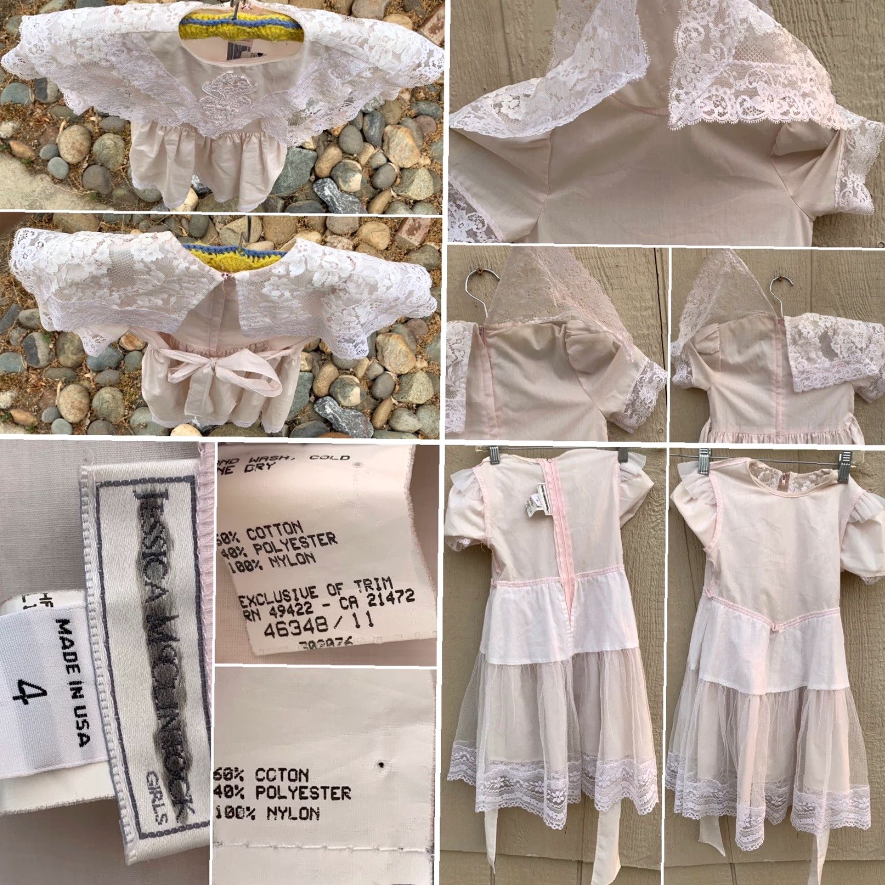 Jessica McClintock VINTAGE Jessica McClintock Girls dress Lace accents Cottagecore Made in USA 4 Pink 1980s Party Short Sleeve Cotton/Polyester/Nylon Girls Size ONE SIZE - 7 Thumbnail