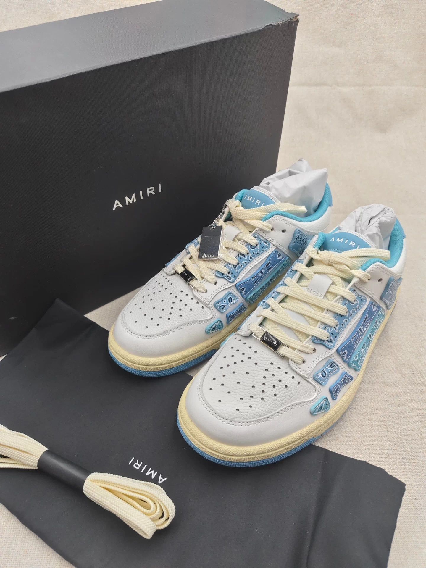 Amiri Amiri Bone Leather Low Top Skate Shoe Light Blue Camo 41 Size US 7.5 / EU 40-41 - 1 Thumbnail