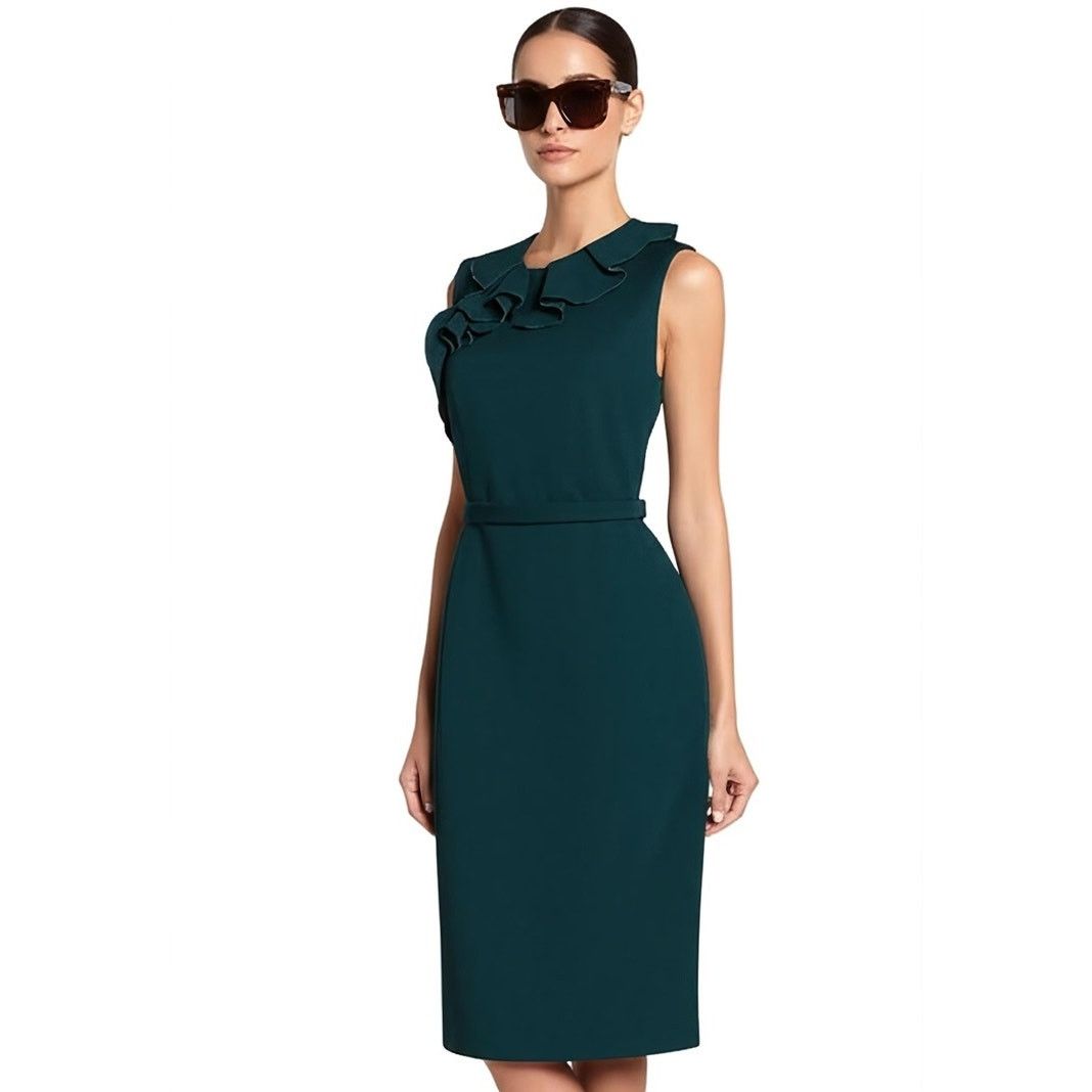 Elie Tahari Elie Tahari Women's Sleeveless Sheath Dress Blue Belted Size XS / US 0-2 / IT 36-38 - 2 Thumbnail