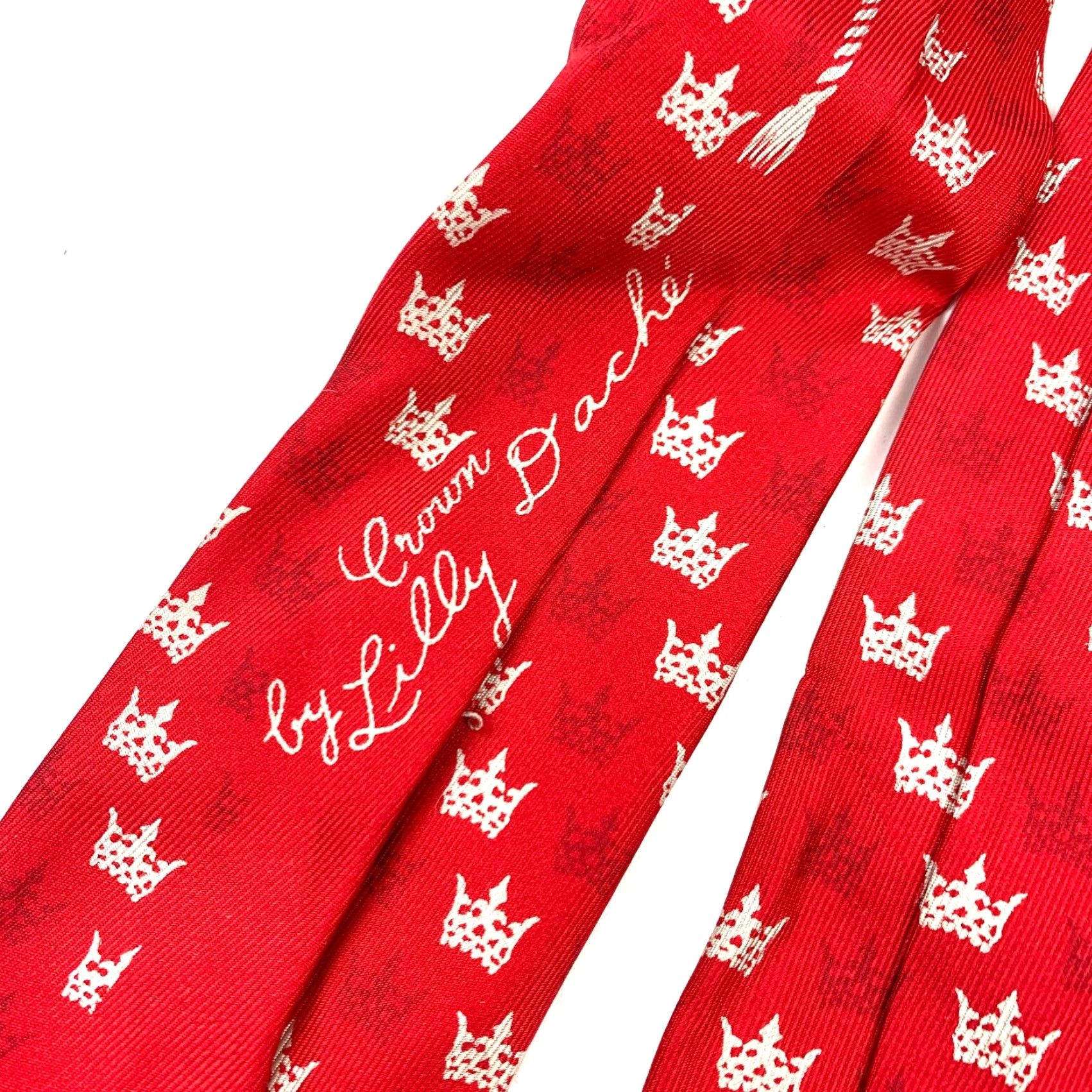Vintage VINTAGE Crown By Lilly Dache Silk Tie 55 x 2.5" Red White Men Size ONE SIZE - 4 Thumbnail