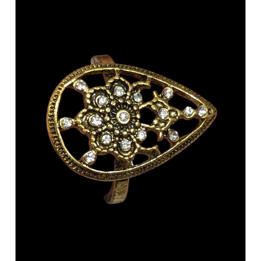 Other Bohemian Glam Teardrop Rhinestone Gold Tone Ring Size 8 Size ONE SIZE - 4 Thumbnail