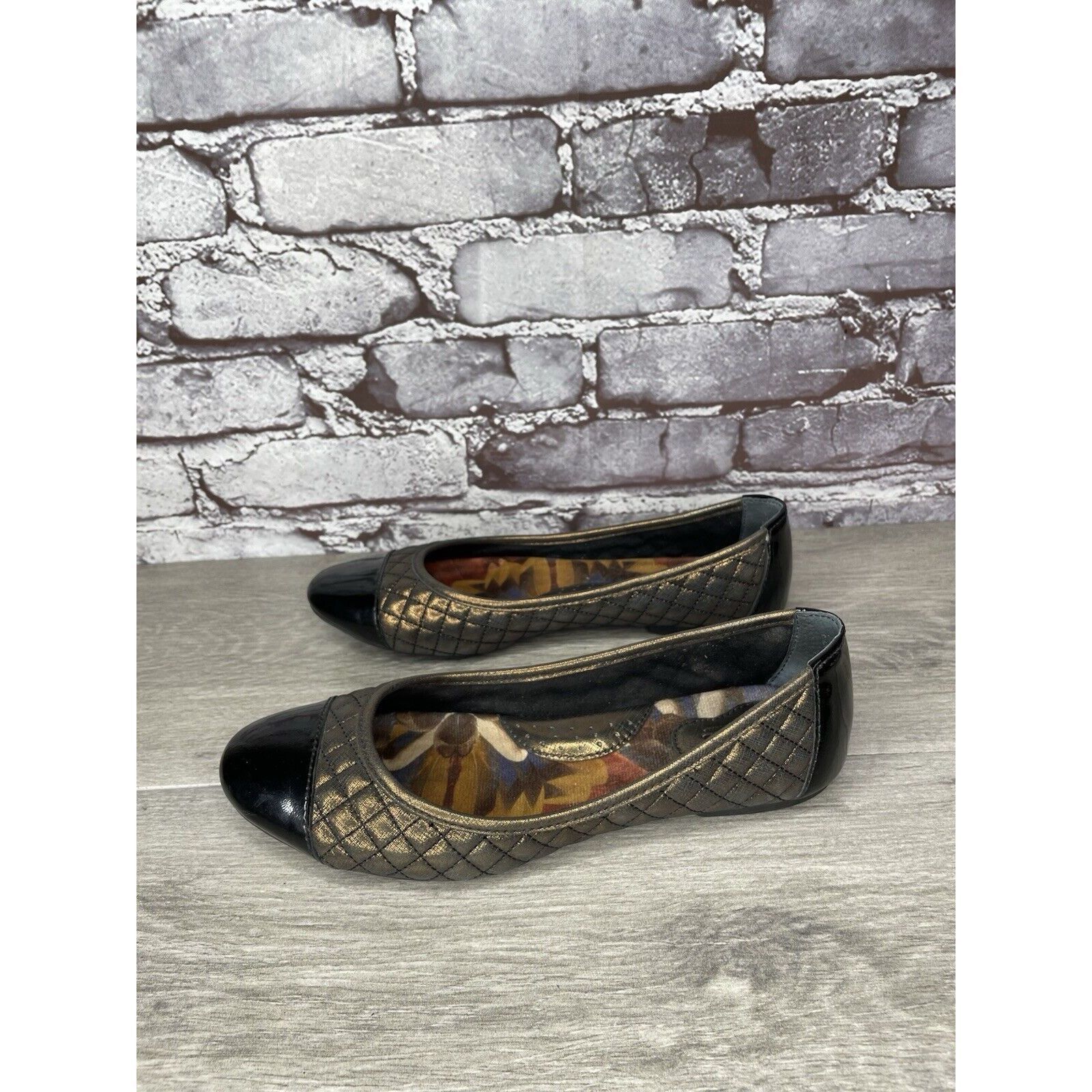 Born BORN Riley Black Bronze Quilted Metallic Patent Leather Ball Size US 7 / IT 37 - 12 Thumbnail