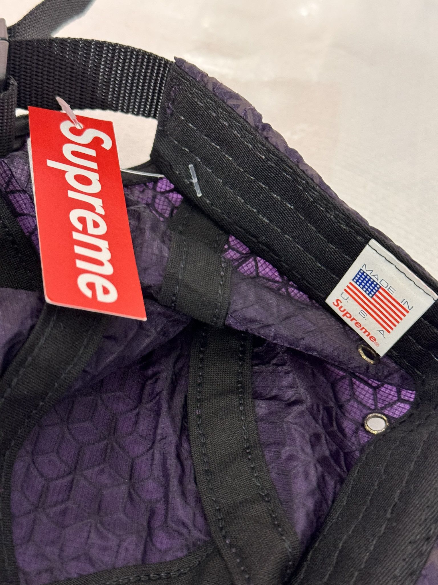 Supreme Geometric Ripstop Camp Cap Purple Accessories