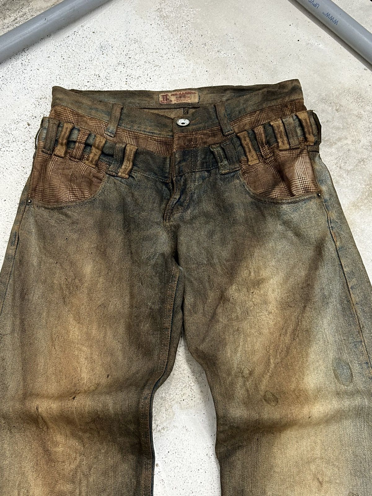 GOSTAR DE FUGA Vintage Normanbros Japan Double Waist Mud Washed Dirty Size US 31 - 8 Thumbnail