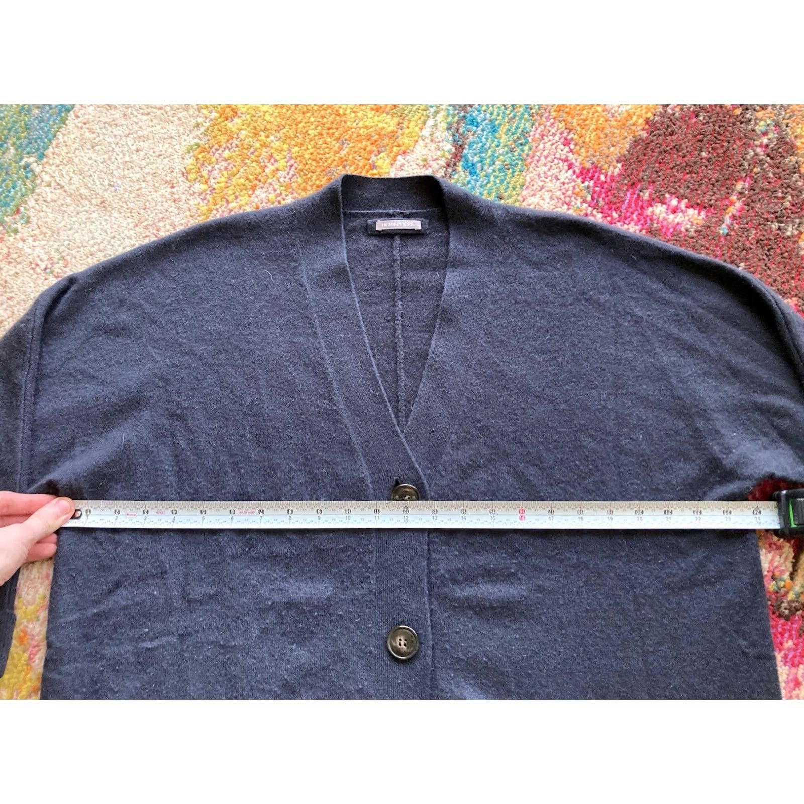 Vintage Hemisphere Cardigan Sweater Womens Medium V-Neck Blue 100% Cashmere Pockets Classic Knit Shirt/Top Size M / US 6-8 / IT 42-44 - 7 Thumbnail