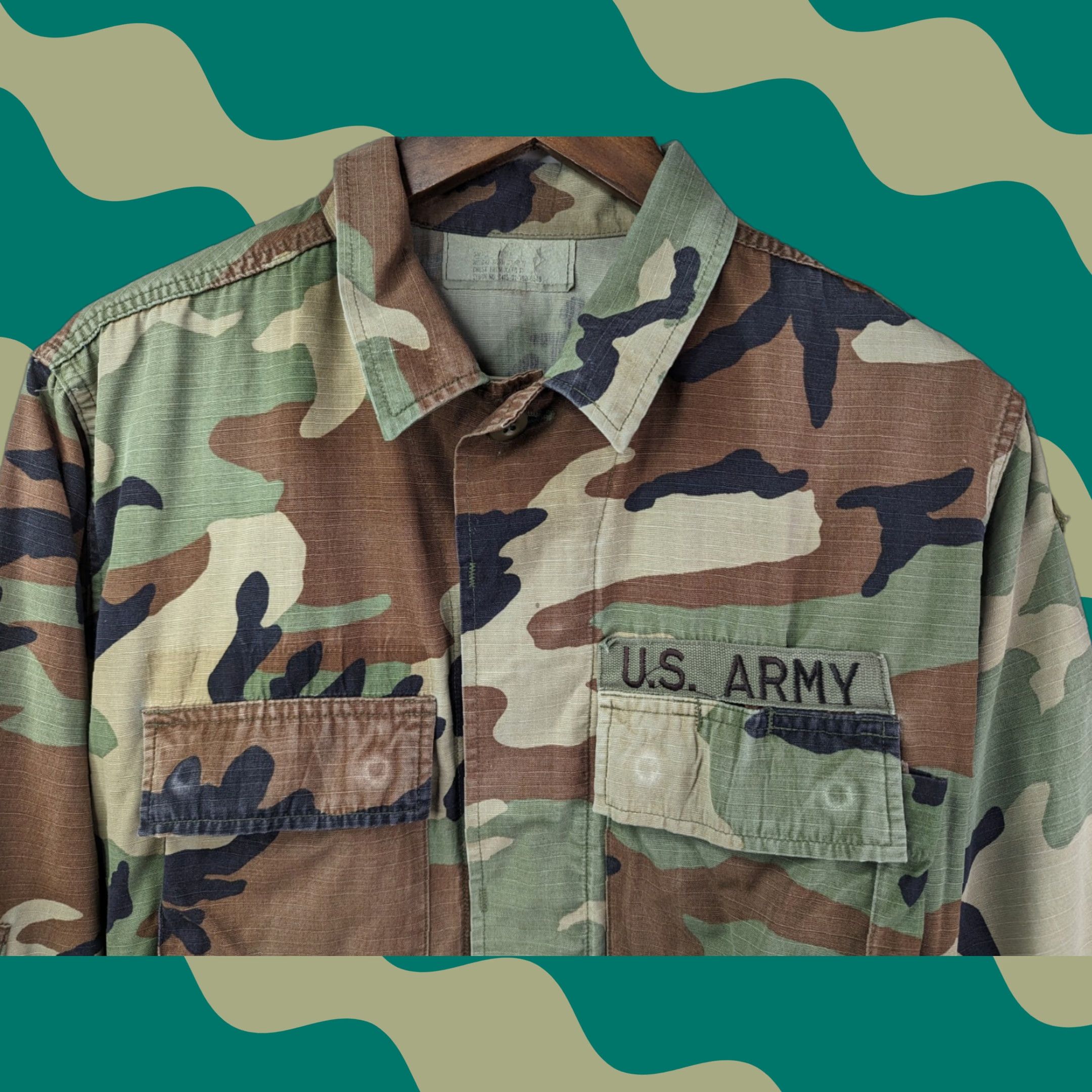Vintage US Army Jacket Woodland Camo Combat Hot Weather Coat Size Small Camouflage Size US S / EU 44-46 / 1 - 1 Thumbnail