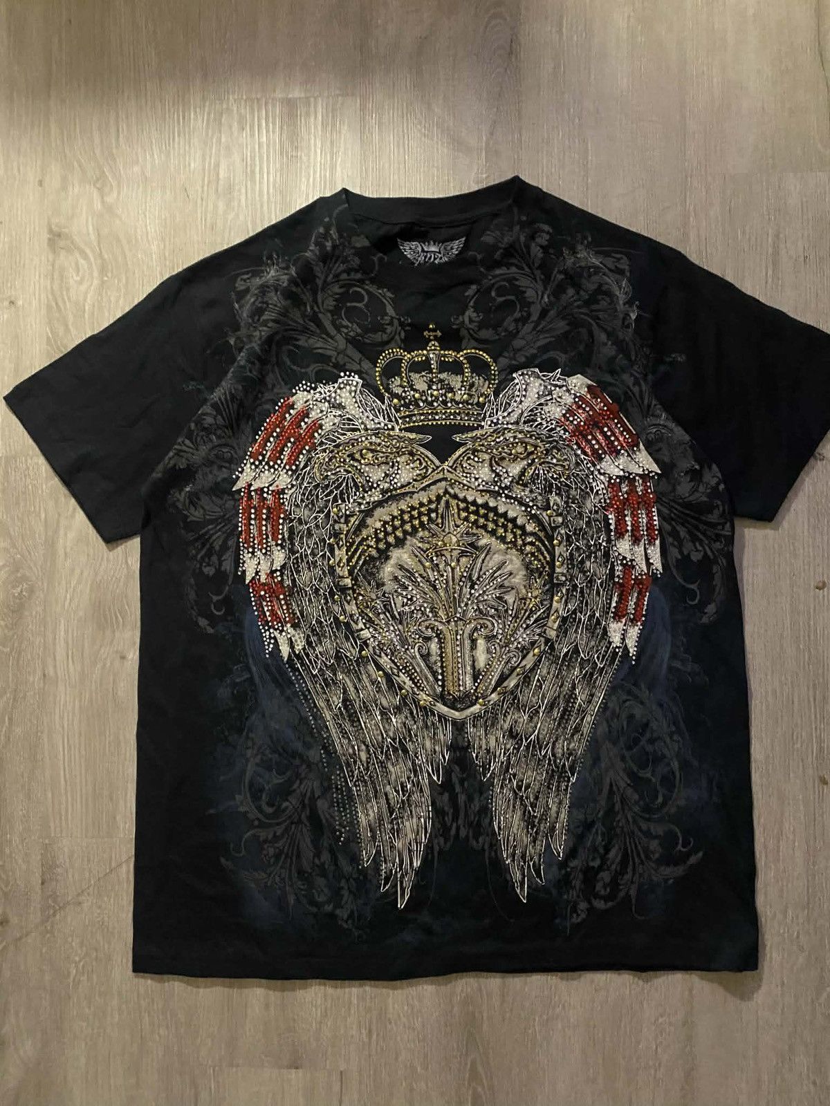 Affliction Affliction Style Y2K Gold & Red Rhinestone USA Wings Tee Size US L / EU 52-54 / 3 - 1 Thumbnail