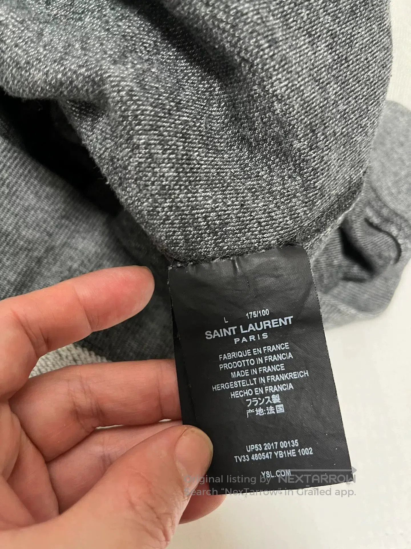 Saint Laurent Paris Saint Laurent Gray Hoodie Size L. Size US L / EU 52-54 / 3 - 6 Thumbnail