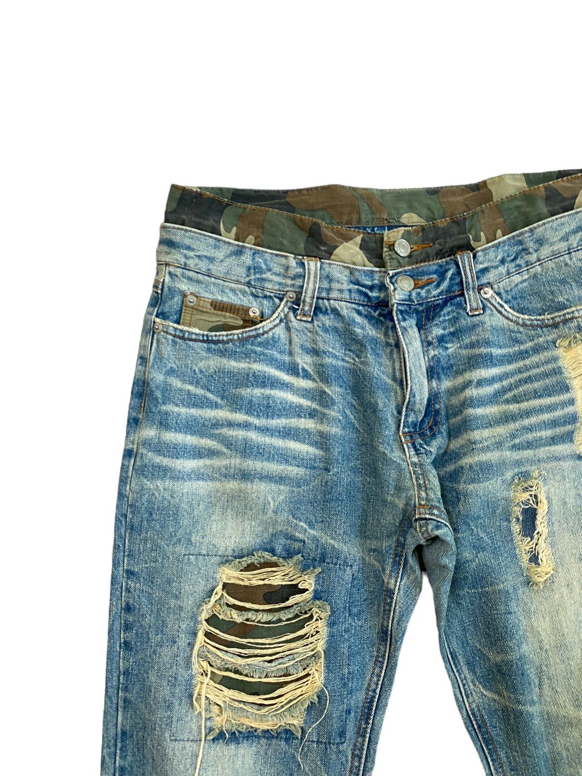 Japanese Brand Vintage Double Waist Acid Wash Camo Junya Watanabe Style Size US 30 / EU 46 - 4 Thumbnail