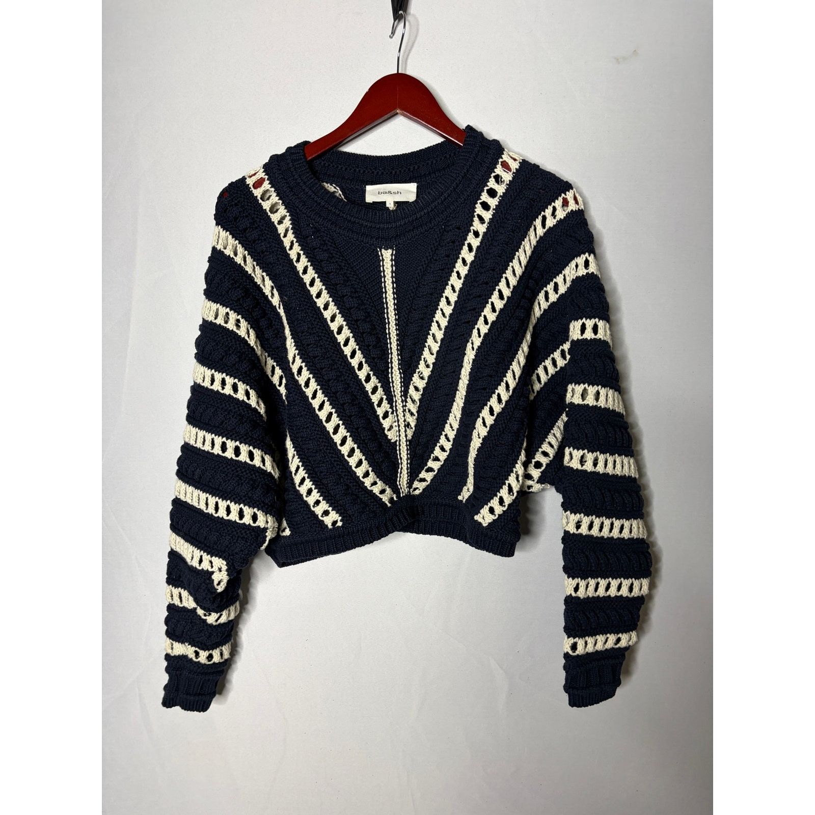 ba&sh Ba&Sh Gardy Crochet Crewneck Pullover Sweater In Marine Size S / US 4 / IT 40 - 2 Thumbnail