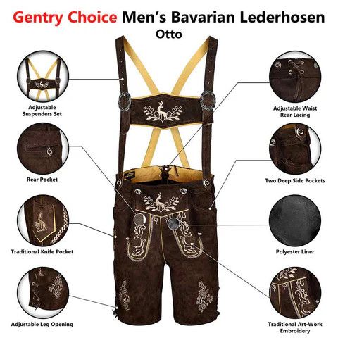 Other Men's Oktoberfest Costumes Lederhosen 'Otto' Dark Size US 34 / EU 50 - 7 Thumbnail