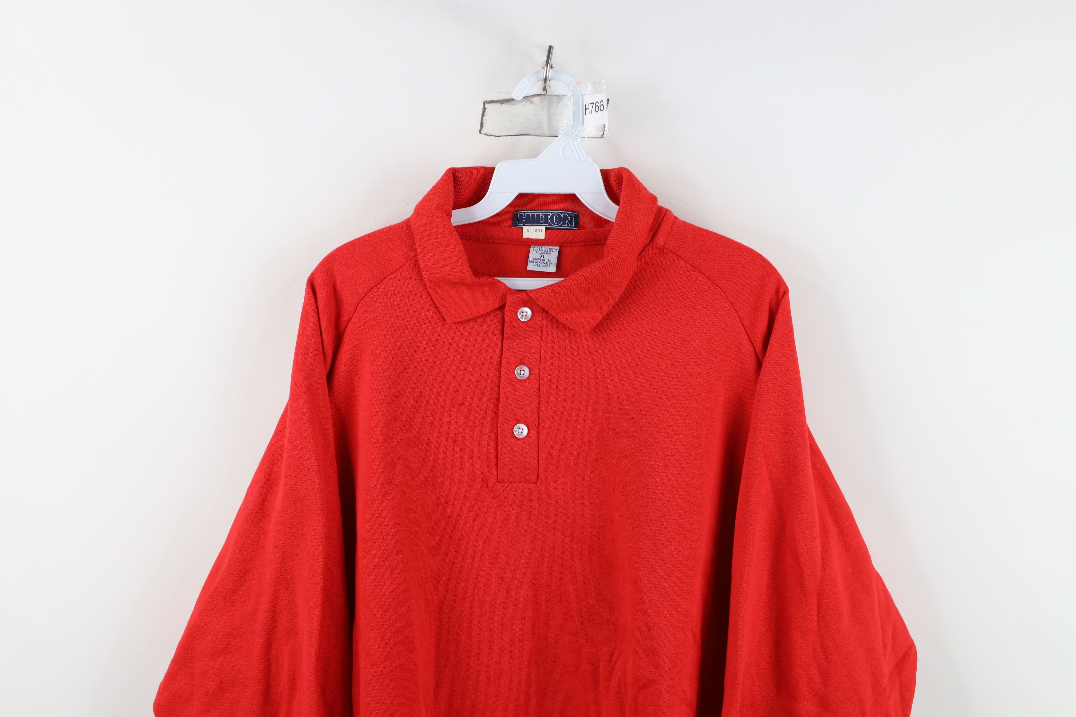 Vintage Deadstock Vintage 90s Streetwear Collared Sweatshirt Red USA Size US XL / EU 56 / 4 - 2 Thumbnail