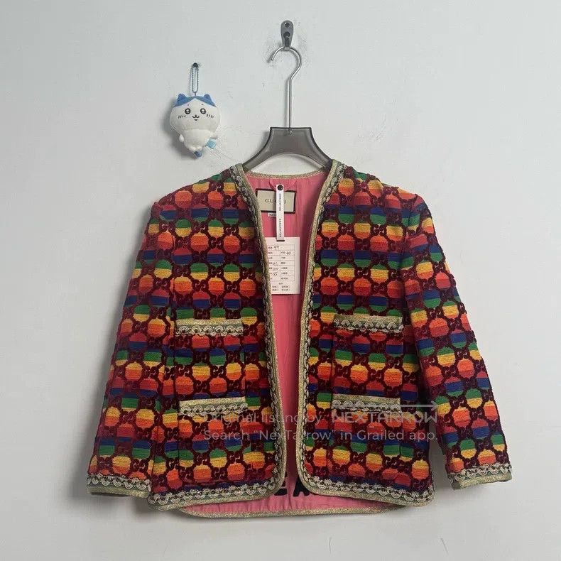 Gucci Gucci Rainbow striped old flower-printed coat Size S / US 4 / IT 40 - 1 Thumbnail