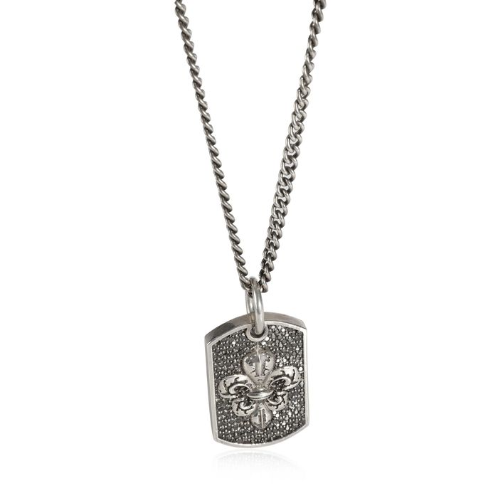 King Baby King Baby Pave Black Diamond Fleur-de-Lis Relic Dog Tag ...