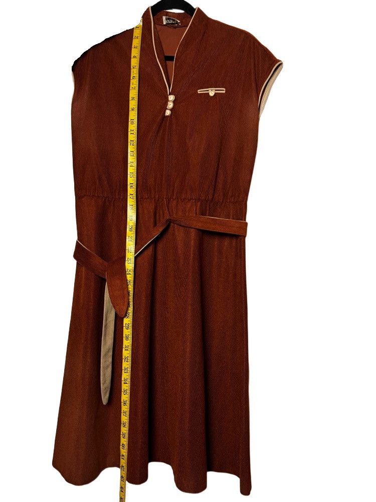 Nordstrom Vintage 1970's 2pcs. Brown Nordstom Town Square Dress w Belt Size S / US 4 / IT 40 - 3 Thumbnail