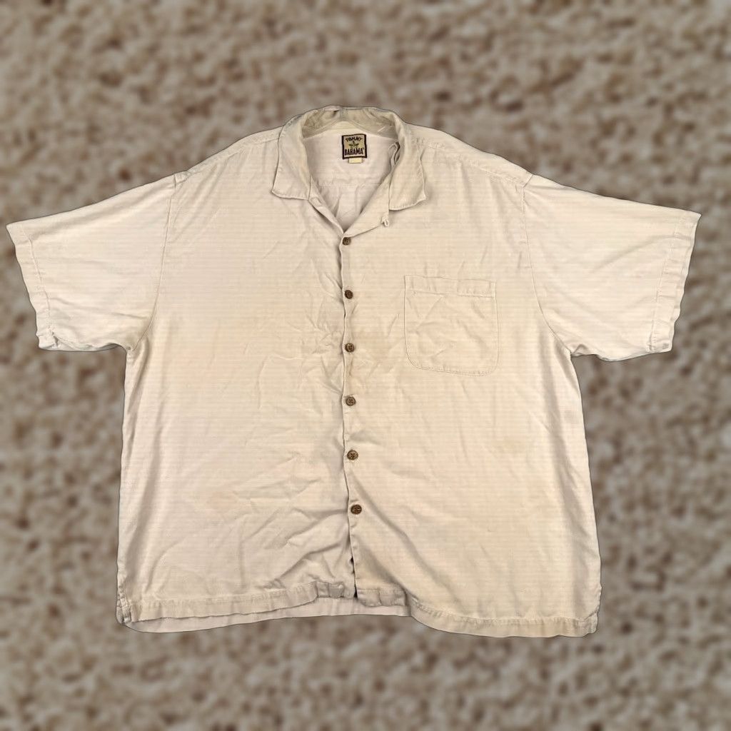 Tommy Bahama VINTAGE Tommy Bahama Shirt Men 2XL Beige Silk Button-Up Hawaiian Aloha Resort Short Sleeve 90s Mens Size US XXL / EU 58 / 5 - 1 Thumbnail