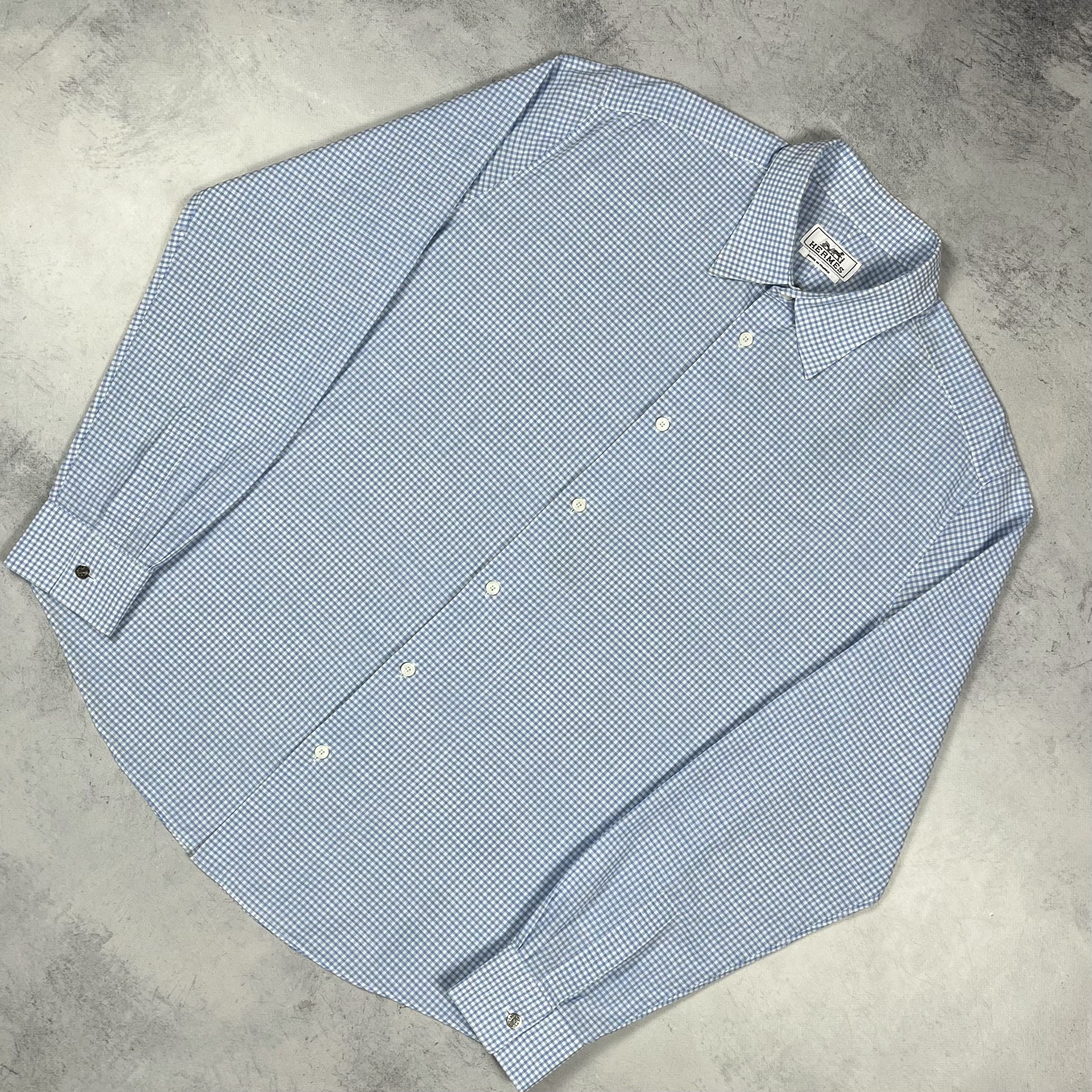 Hermes Hermes Paris Long Sleeve Button Up Checkered Shirt Size US L / EU 52-54 / 3 - 1 Thumbnail