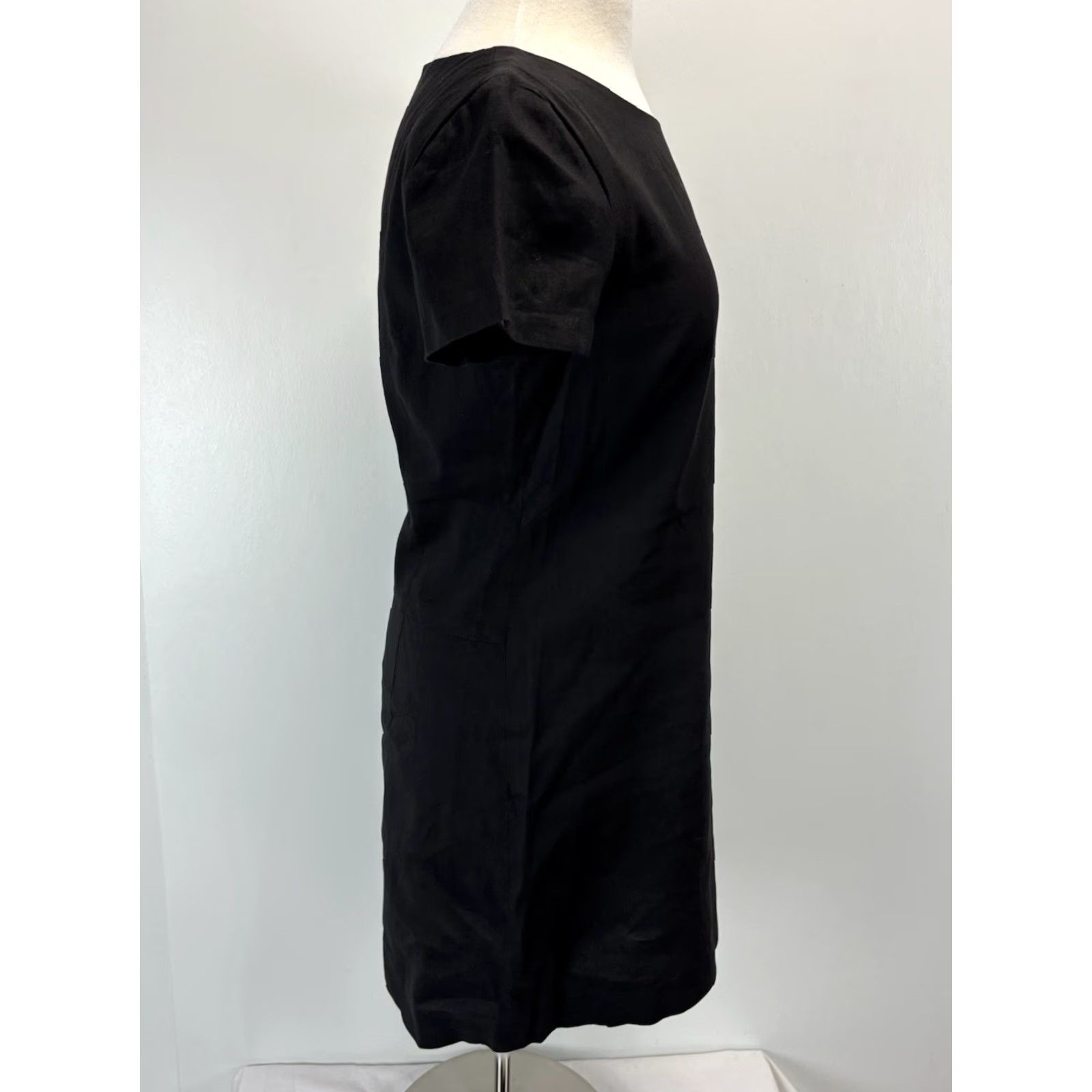 Theory THEORY Black Linen Blend Sheath Dress Sz 10 Women's Short Sleeve Classic Career Party Size 32" / US 10 / IT 46 - 4 Thumbnail