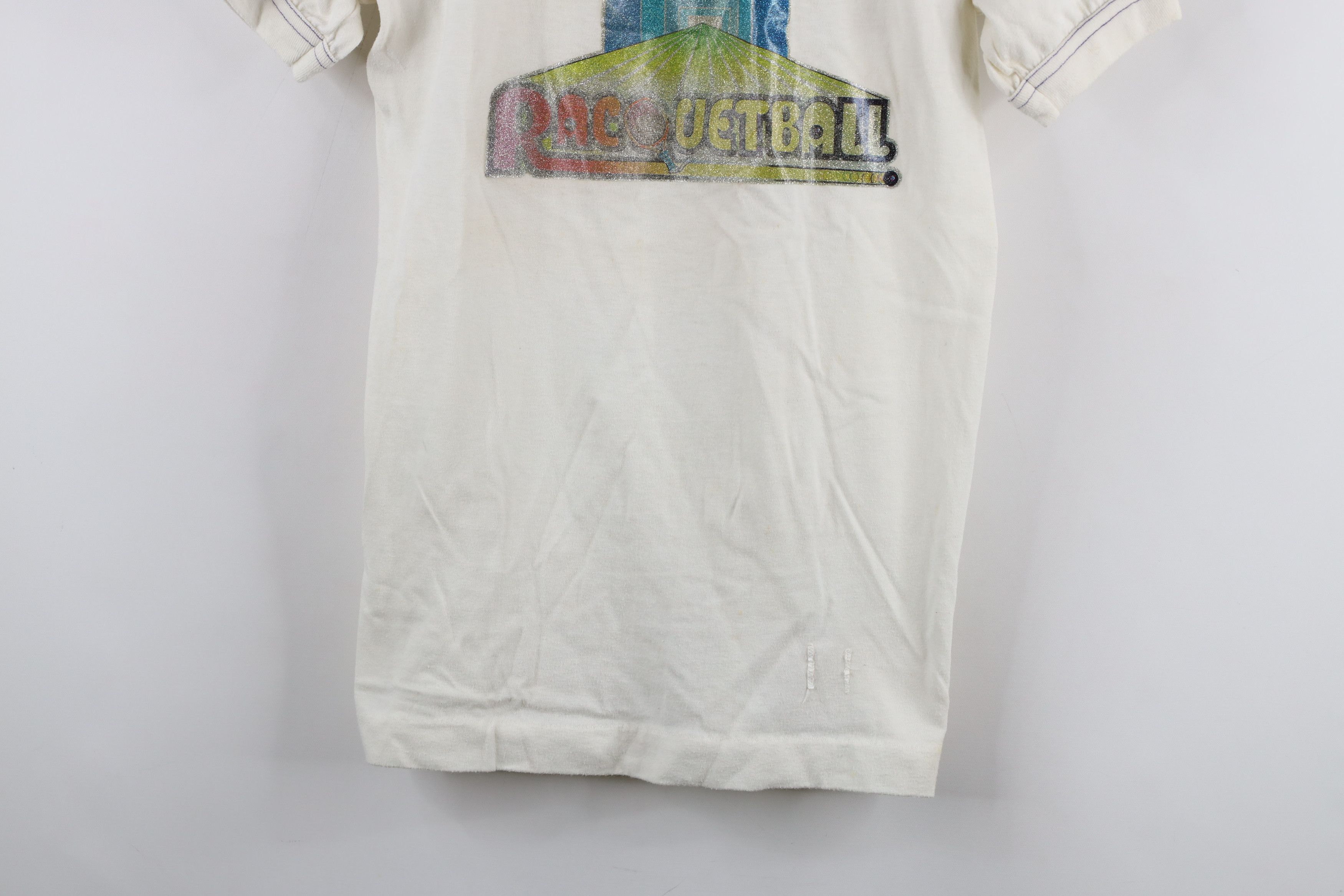 Vintage Vintage 70s Racquetball Jersey Ringer T-Shirt White USA Size S / US 4 / IT 40 - 3 Thumbnail
