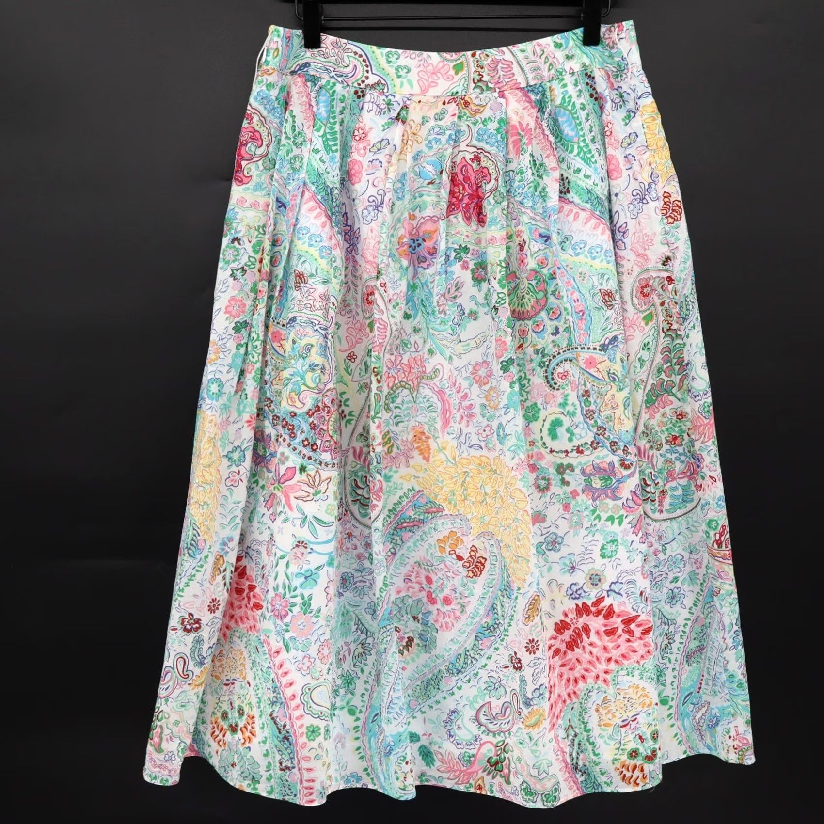 Talbots Talbots Women's Midi Skirt 8 Festive Floral Paisley Pleated Summer Size 30" / US 8 / IT 44 - 3 Thumbnail